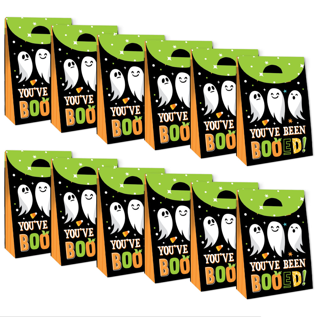 Big Dot of Happiness You've Been Booed - Ghost Halloween Gift Favor Bags - Party Goodie Boxes - Set of 12