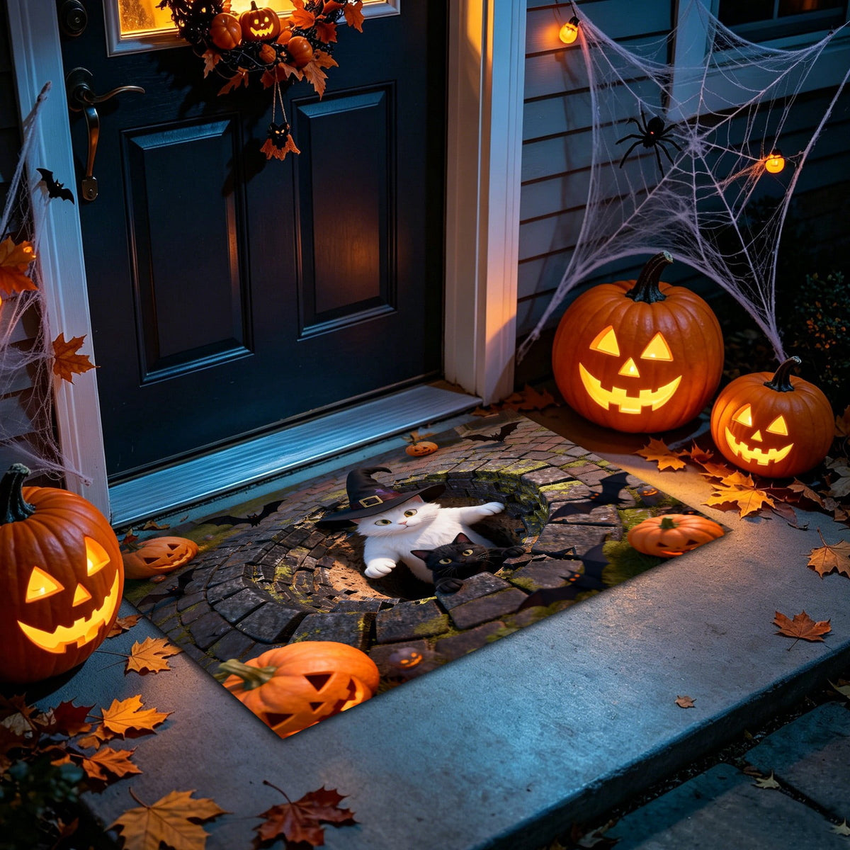 3D Optical Illusion Halloween Doormat Visual Trap Hole Design Non Velvet Entryway Rug Washable Floor Mat