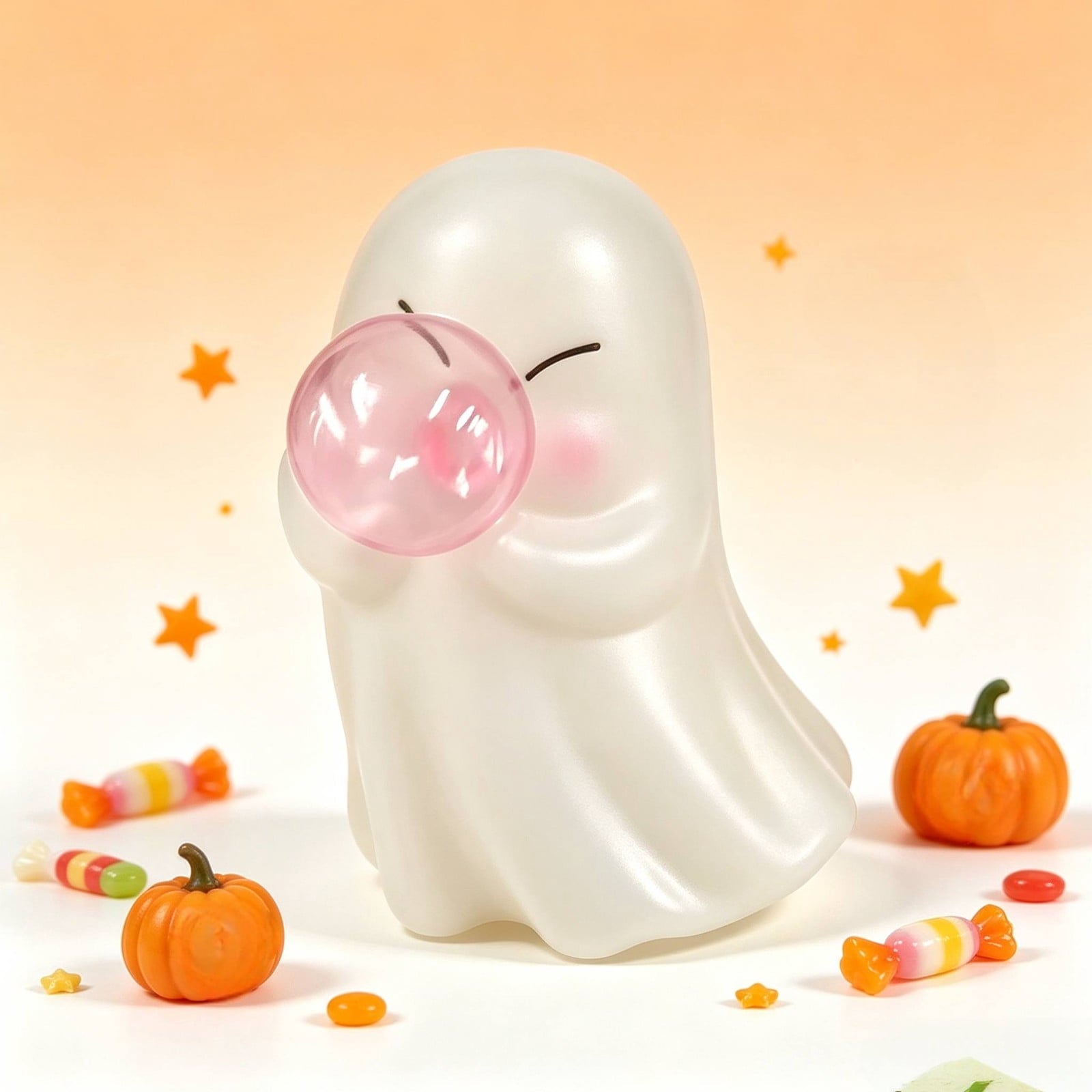 Halloween Blow Mold Ghost with Bubble Decor, Cute Blowing Ghost Night Light, Halloween Ghost Lamp, Resin Table Ornament, Bedroom Nightstand Decoration, Holiday Gift
