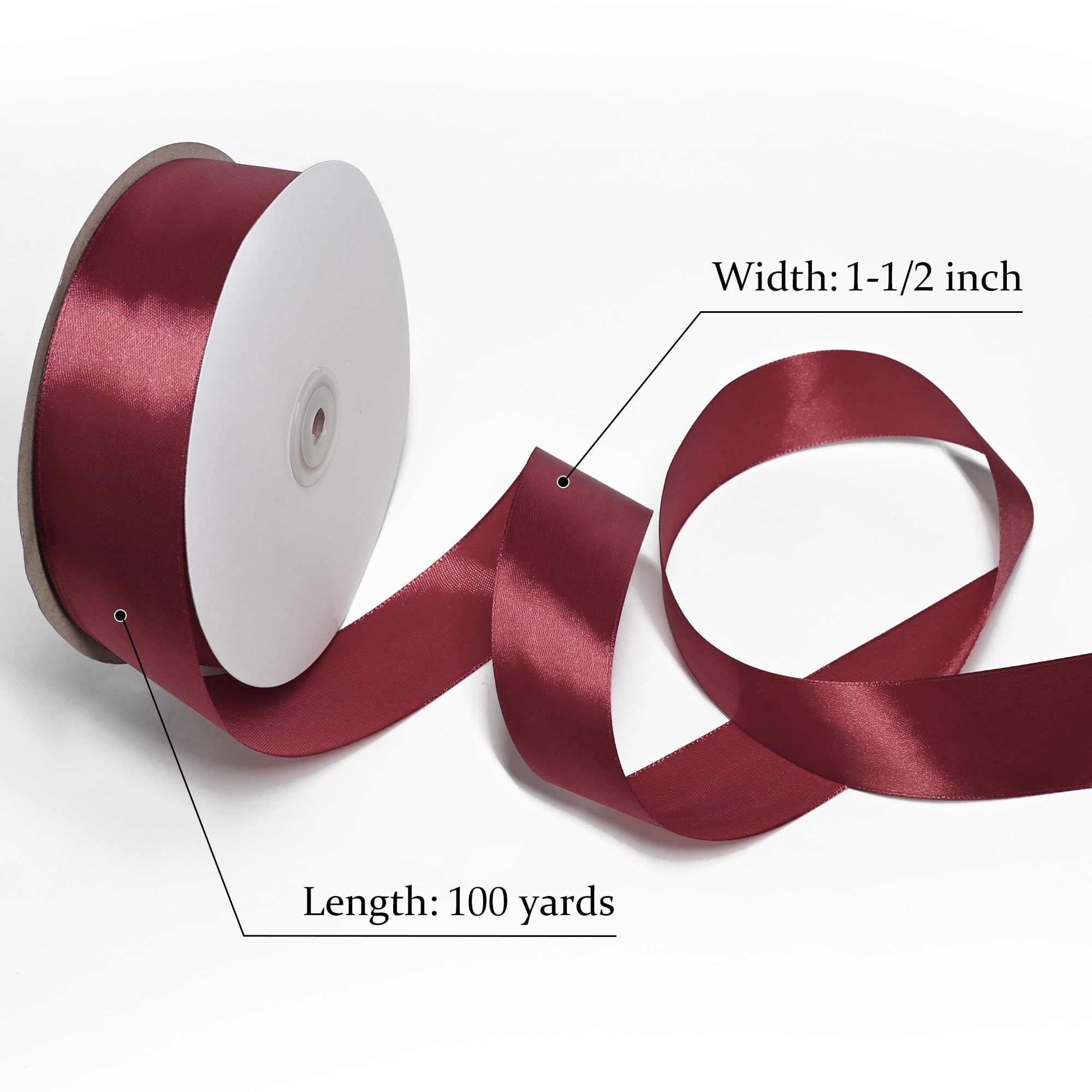THEGLY 1.5 inch x 100 Yard Red Satin Ribbon Perfect for Gift Wrapping, Crafts, Christmas, Hair Styling, Invitation Decor & More