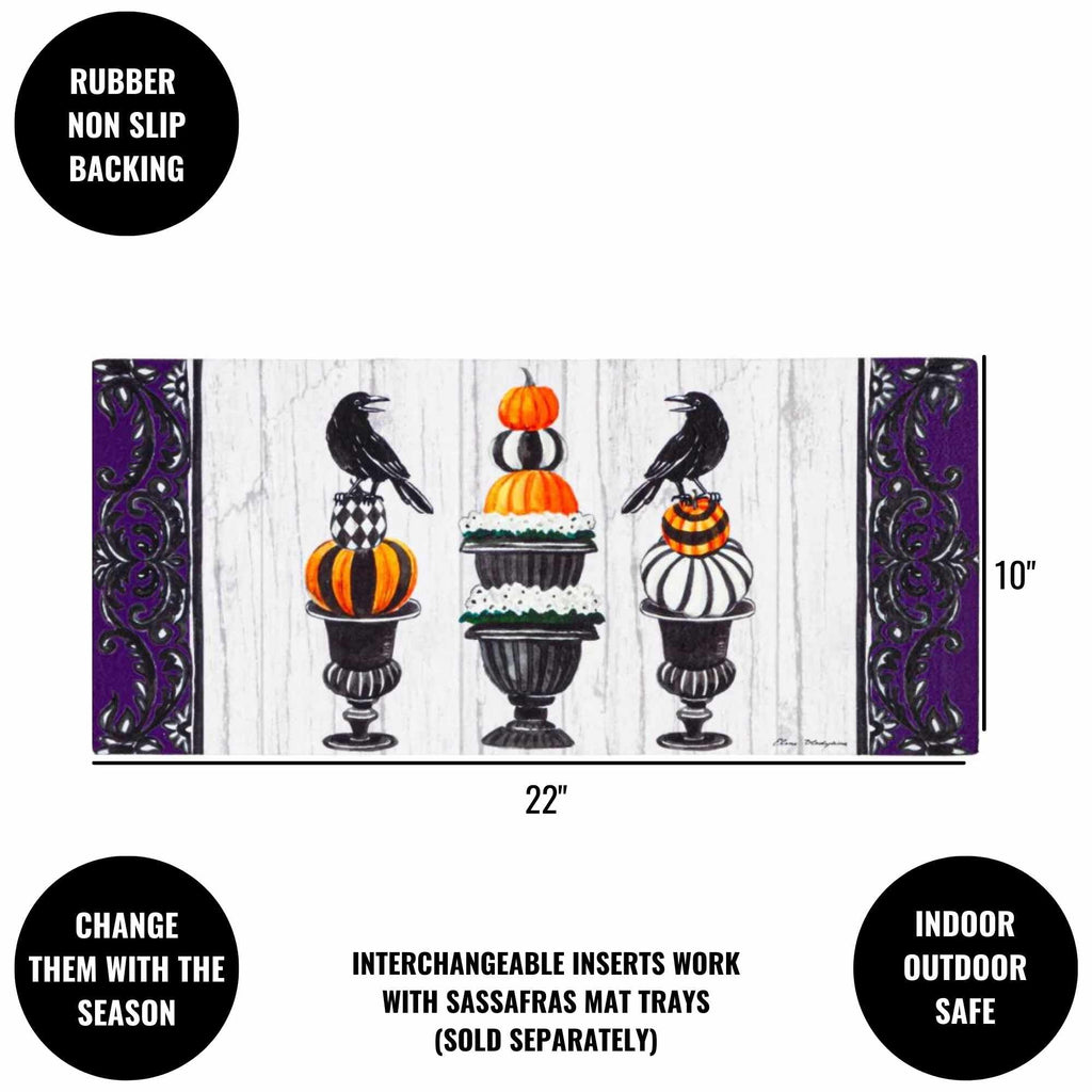 Evergreen Halloween Topiary Sassafras Switch Mat - One Mat Inch, Rubber - Crows Pumpkins Door Mat 432147