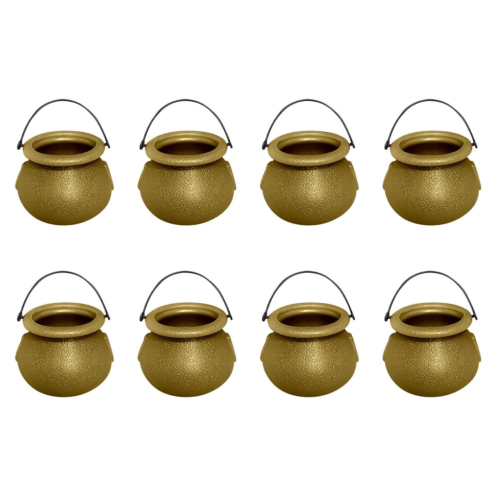 Gold Halloween Mini Cauldron Candy Holder Set, Witch Decor Tiered Tray Tabletop Decoration 8pcs