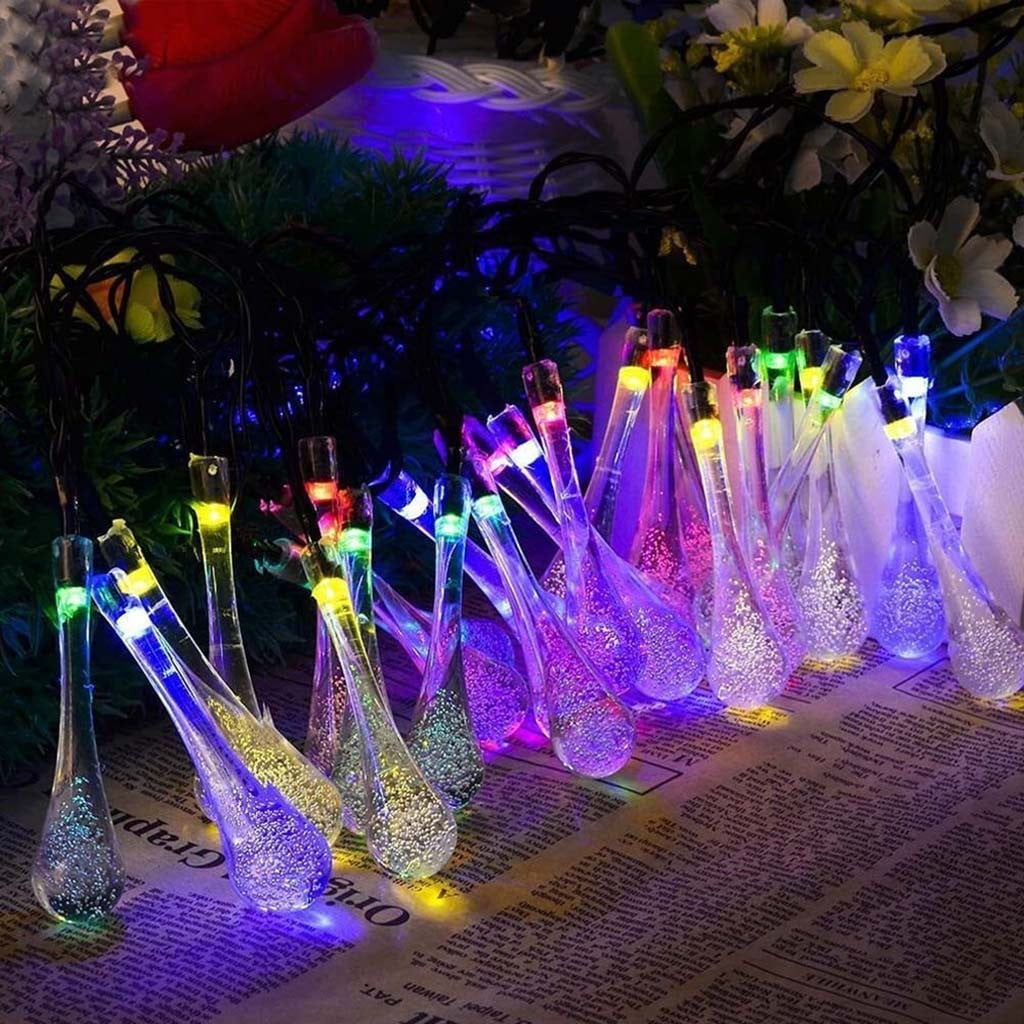 Gcvizuso Christmas Lights, String Lights, Outdoor Garden Party 20 LED Teardrop Solar Garden Lantern String