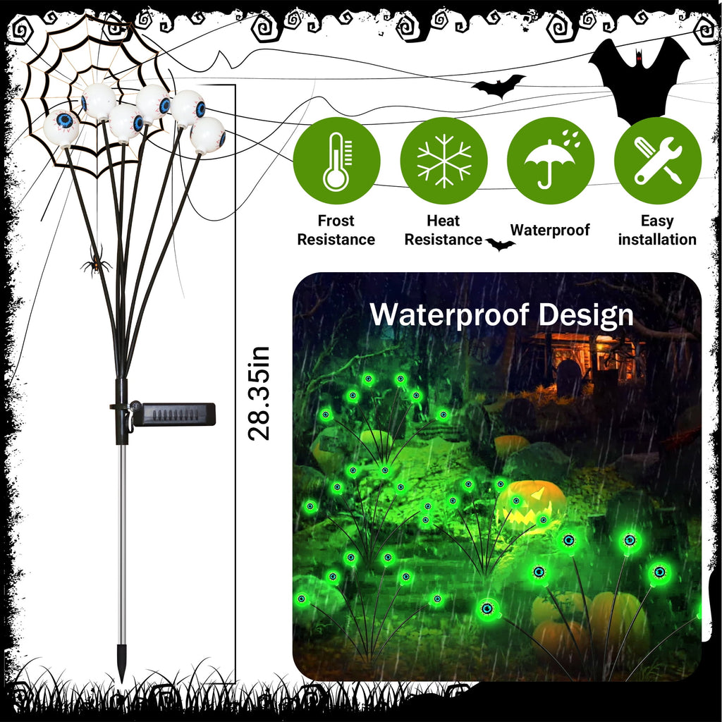 DAYBETTER 4 Pack Solar LED Eyeball Swaying Firefly Lights, 8 Lighting Modes, Waterproof, for Lawn