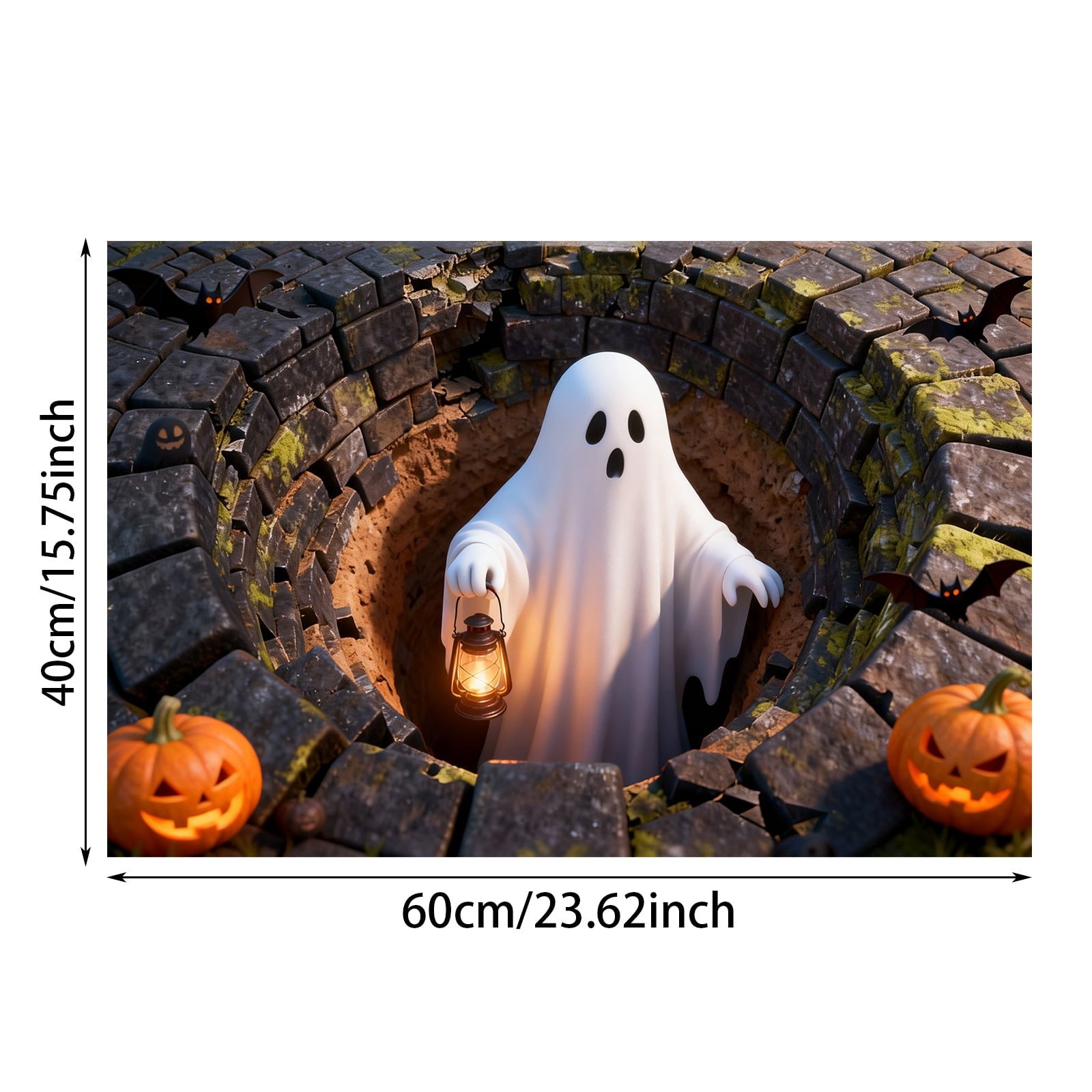 3D Optical Illusion Halloween Doormat Visual Trap Hole Design Non Velvet Entryway Rug Washable Floor Mat