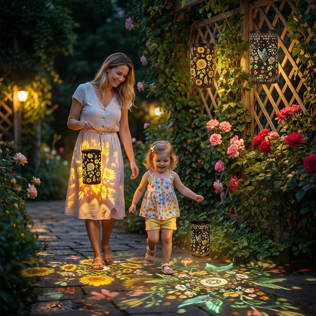 Colorful Solar Lanterns IP65 Outdoor Waterproof, Mother's Day Gifts for Women Mom Grandma - LED Colorful Sunflower Solar Lights Metal Hanging Lantern for Patio Yard Porch