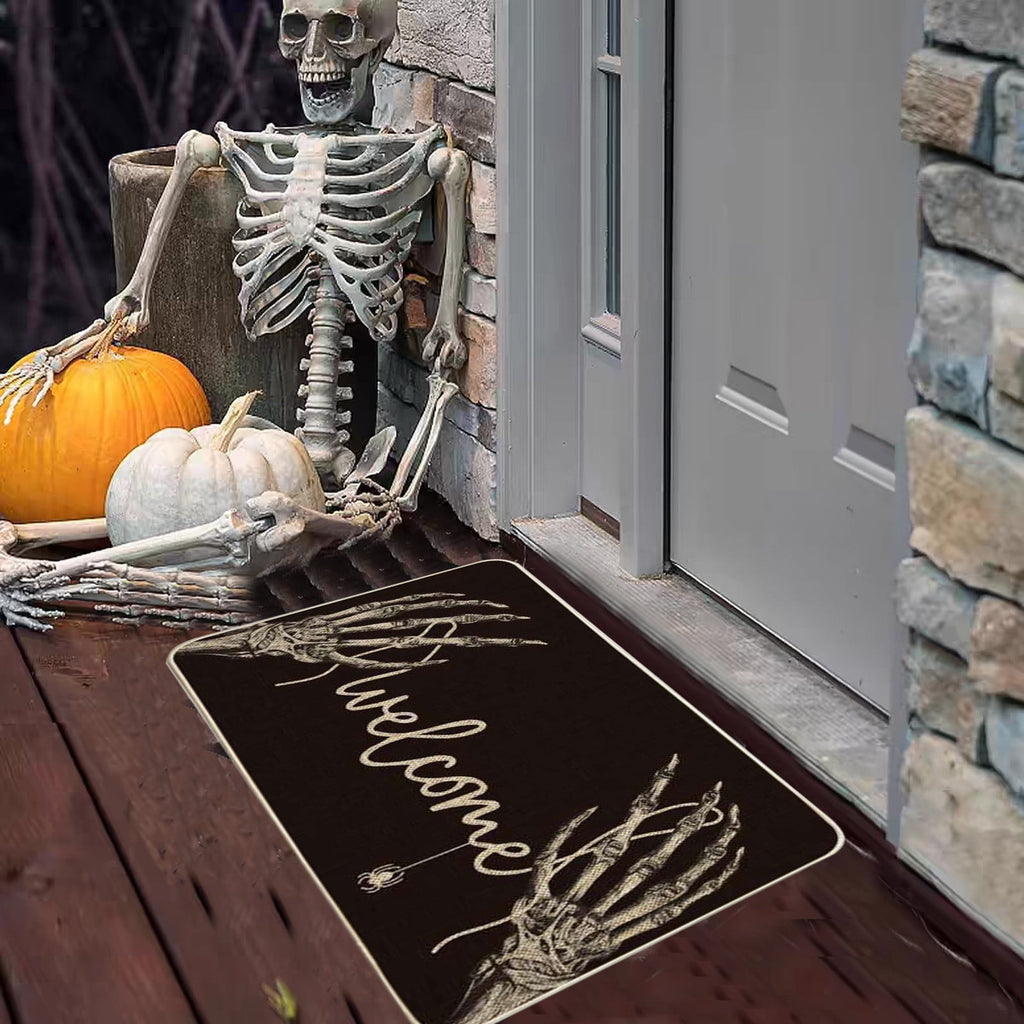 PEIBang Halloween Welcome Doormat for Front Door,Spooky Halloween Door Mat Indoor Outdoor Decor for Porch Entryway,16x24 Inch