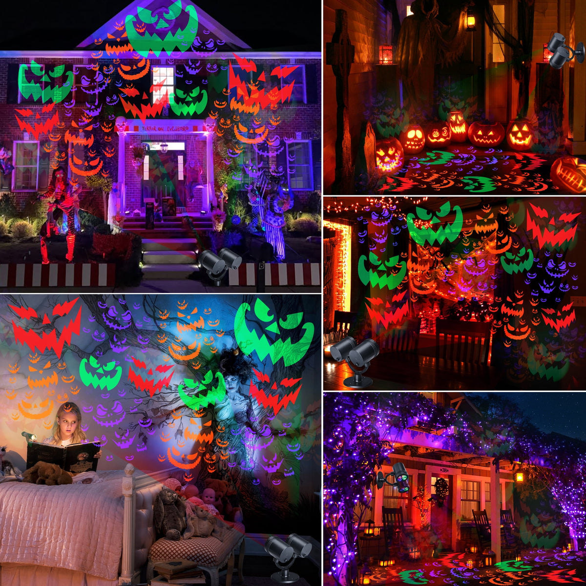 Halloween Projector Lights, Double Head Dynamic Halloween Decorations Lights with Timer, Waterproof Indoor Outdoor Decor for Home Party Garden