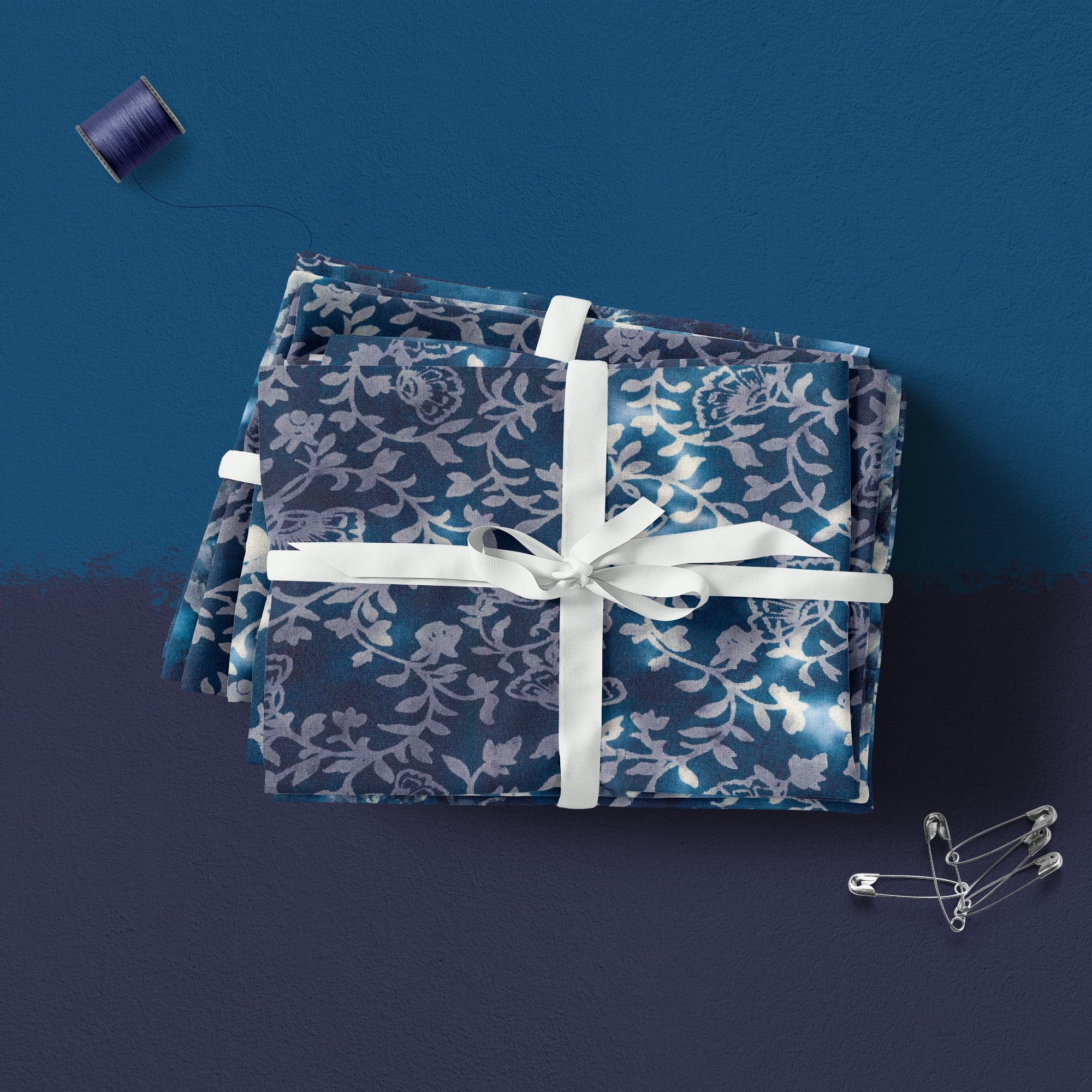 Create It 18"x21" Cotton Batik Precut Sewing & Craft Fabric Bundle, Blue 5 Piece