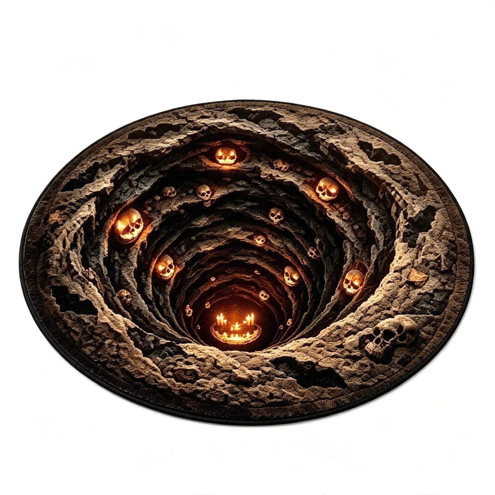 3D Halloween Round Rug, Illusion Halloween Round Mat, Funny Rug with Non-Slip Soft Visual Effect Door Mat for Living Room Indoor Decor
