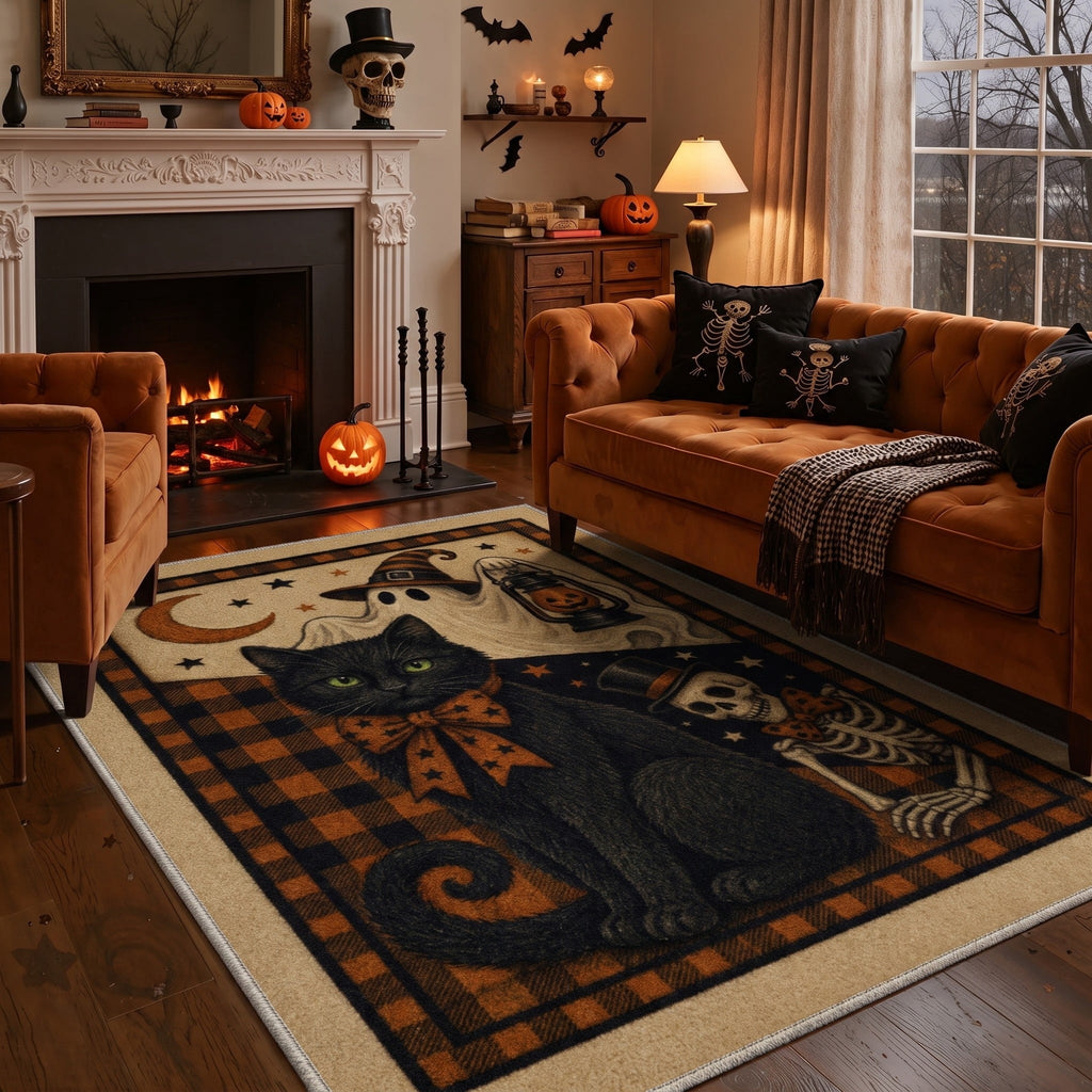GENIMO 2'x3' Halloween Doormat, Washable Non Slip Soft Farmhouse Pumpkin Outdoor Door Mat for Front Door Covered Porch Patio Entryway, Smoky Amber