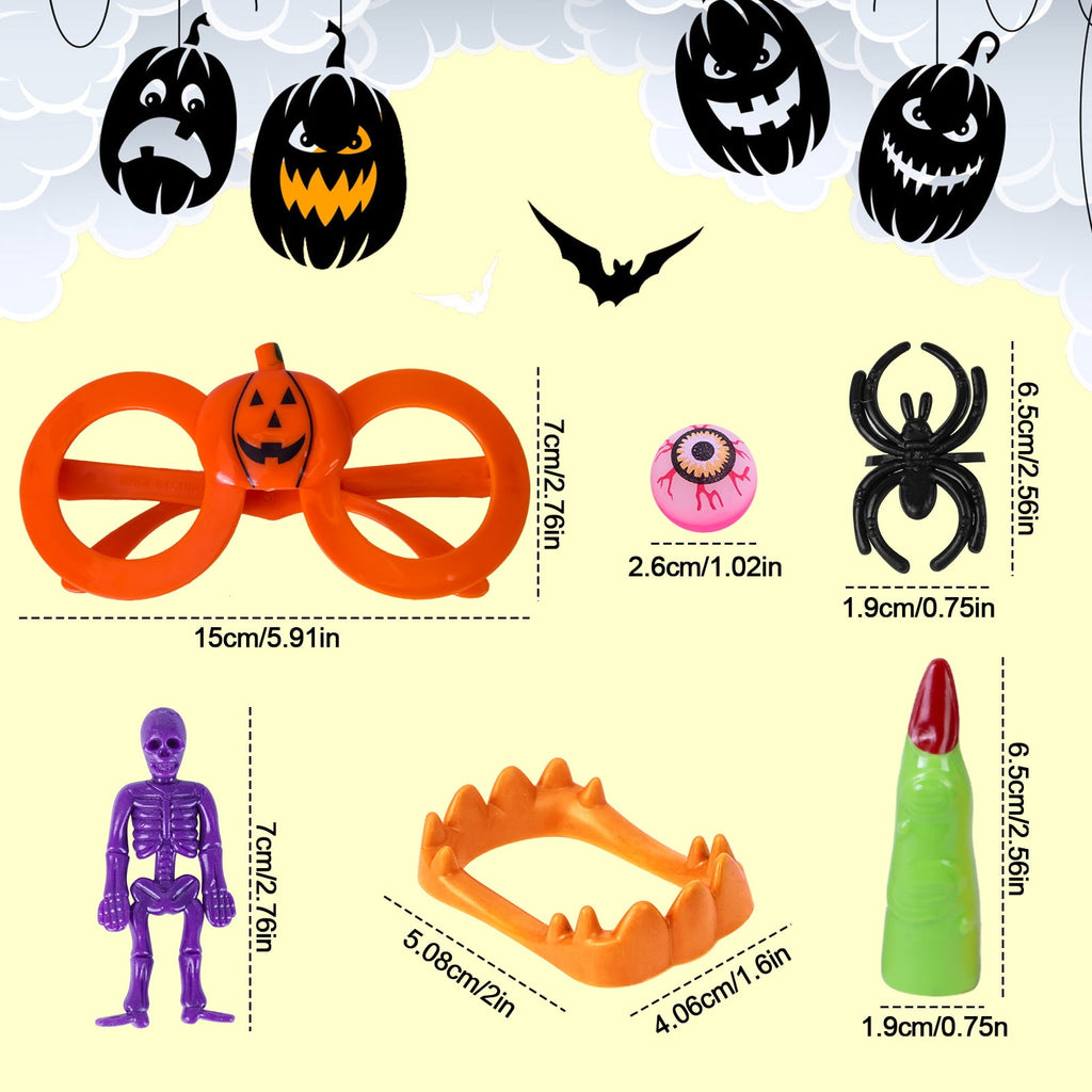 Scidweet Halloween Toys for Kids, 96 Pcs Halloween Party Favor Decorations Gifts Classroom Prizes Treasure Box Toys