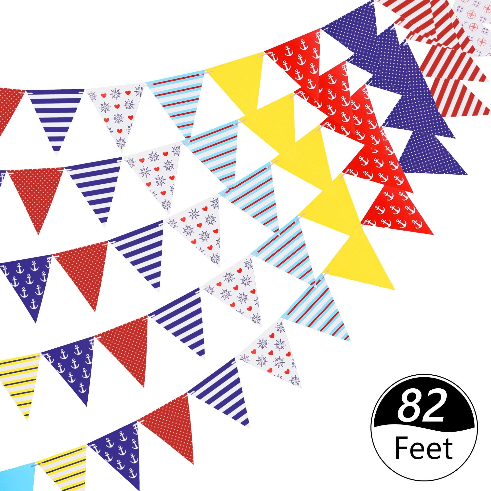 Tripumer 120 Pcs Triangle Flag Banner String for Halloween Decorations 164ft Birthday Hanging Flag for Birthday Party Mardi Gras Outdoor Event Decorations - Black+White+Orange