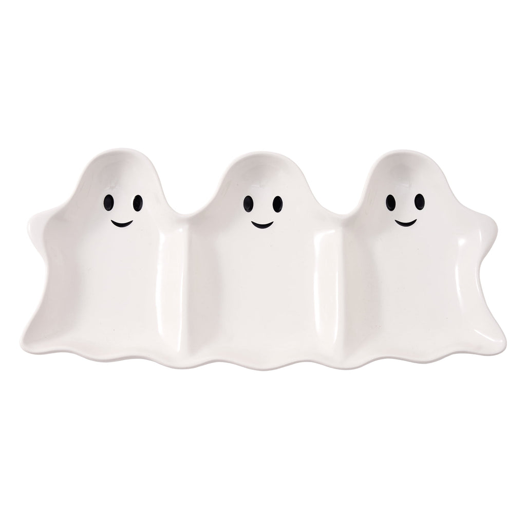 Way To Celebrate Halloween Three-Ghost Ceramic Serving Tray
