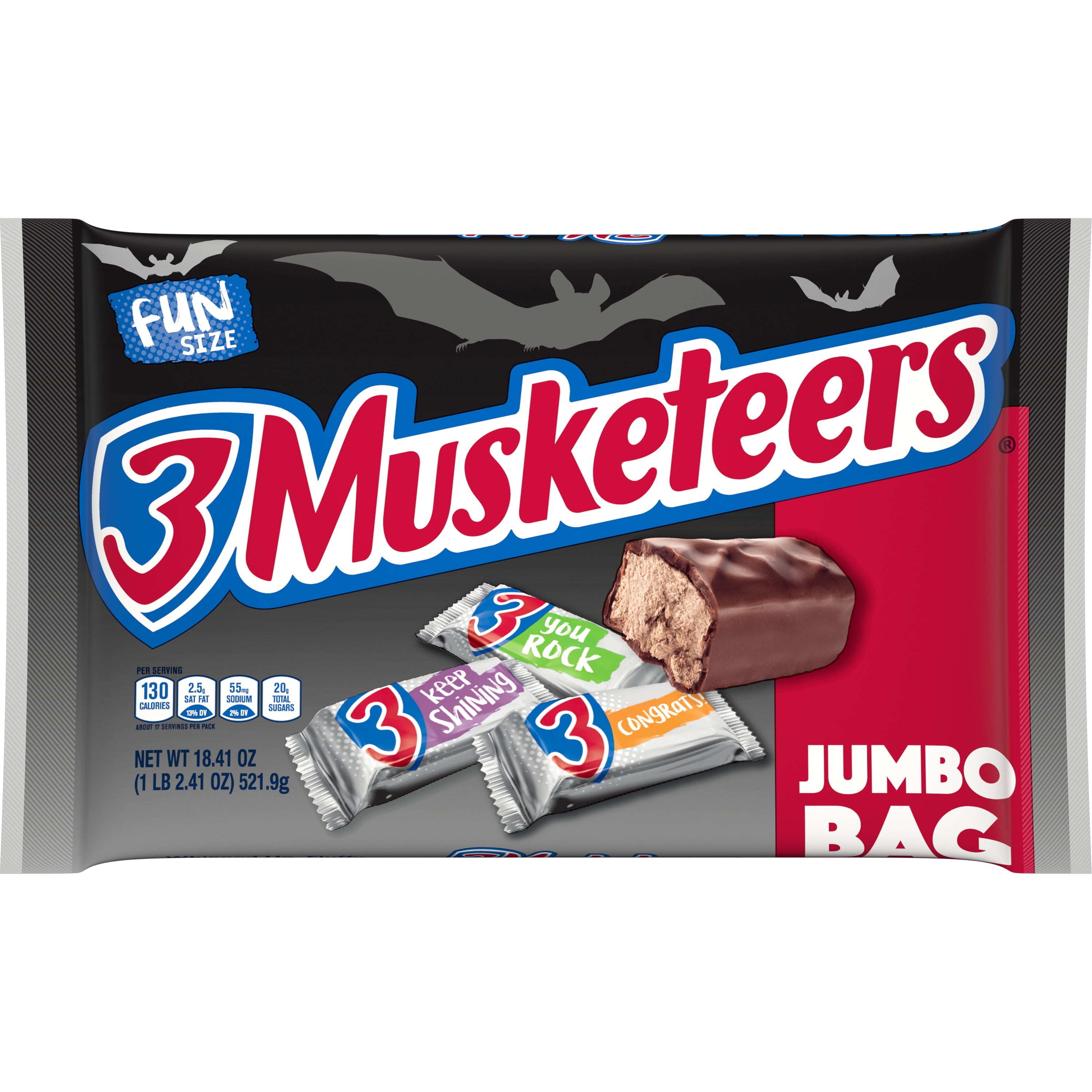 3 Musketeers Spooky Fun Size Halloween Chocolate Candy - 10.48oz Bag