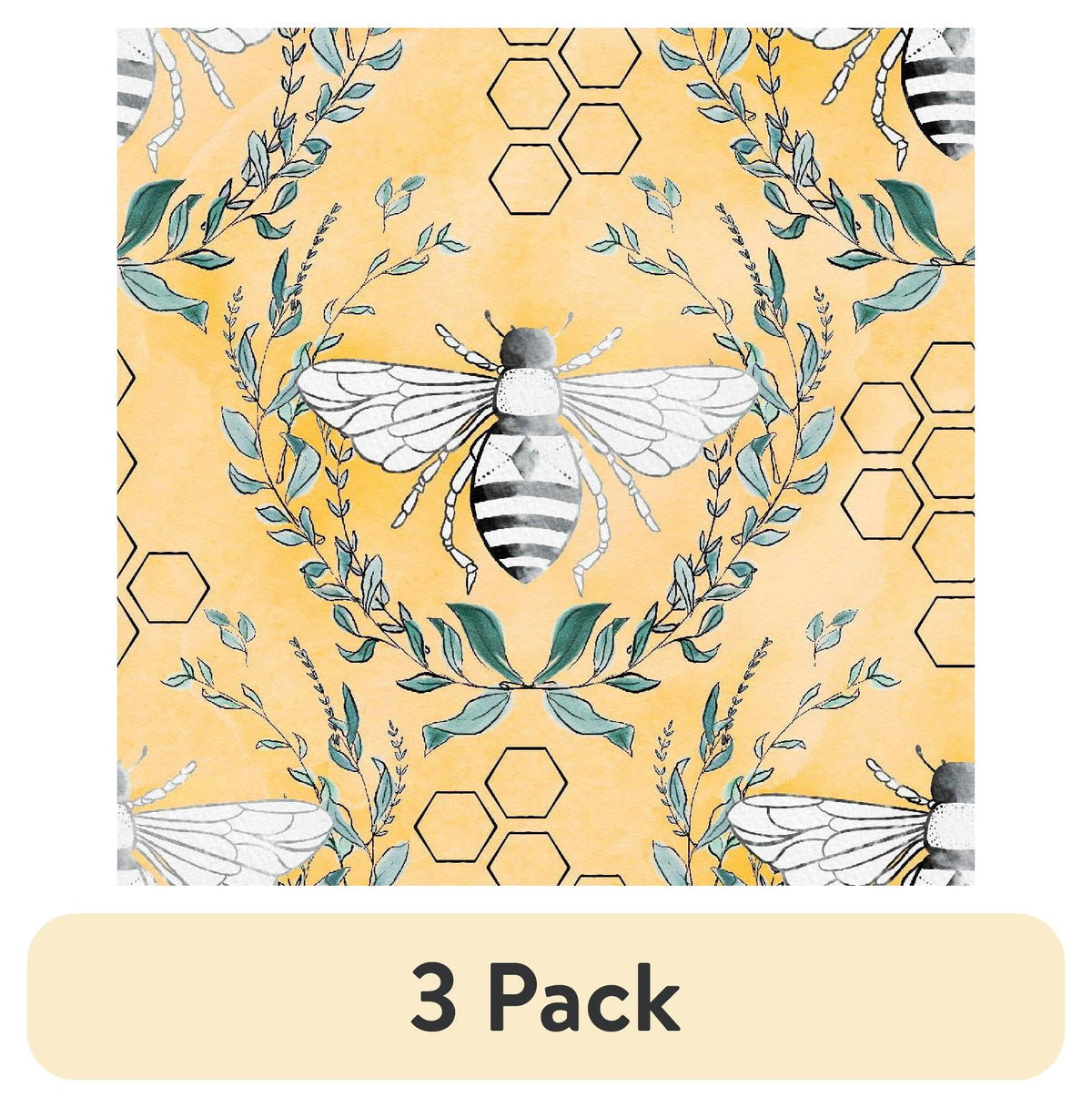 Fat Quarter 100% Cotton Beehive, Yellow, 18"x 21" for Quilting & Sewing, 1 Each