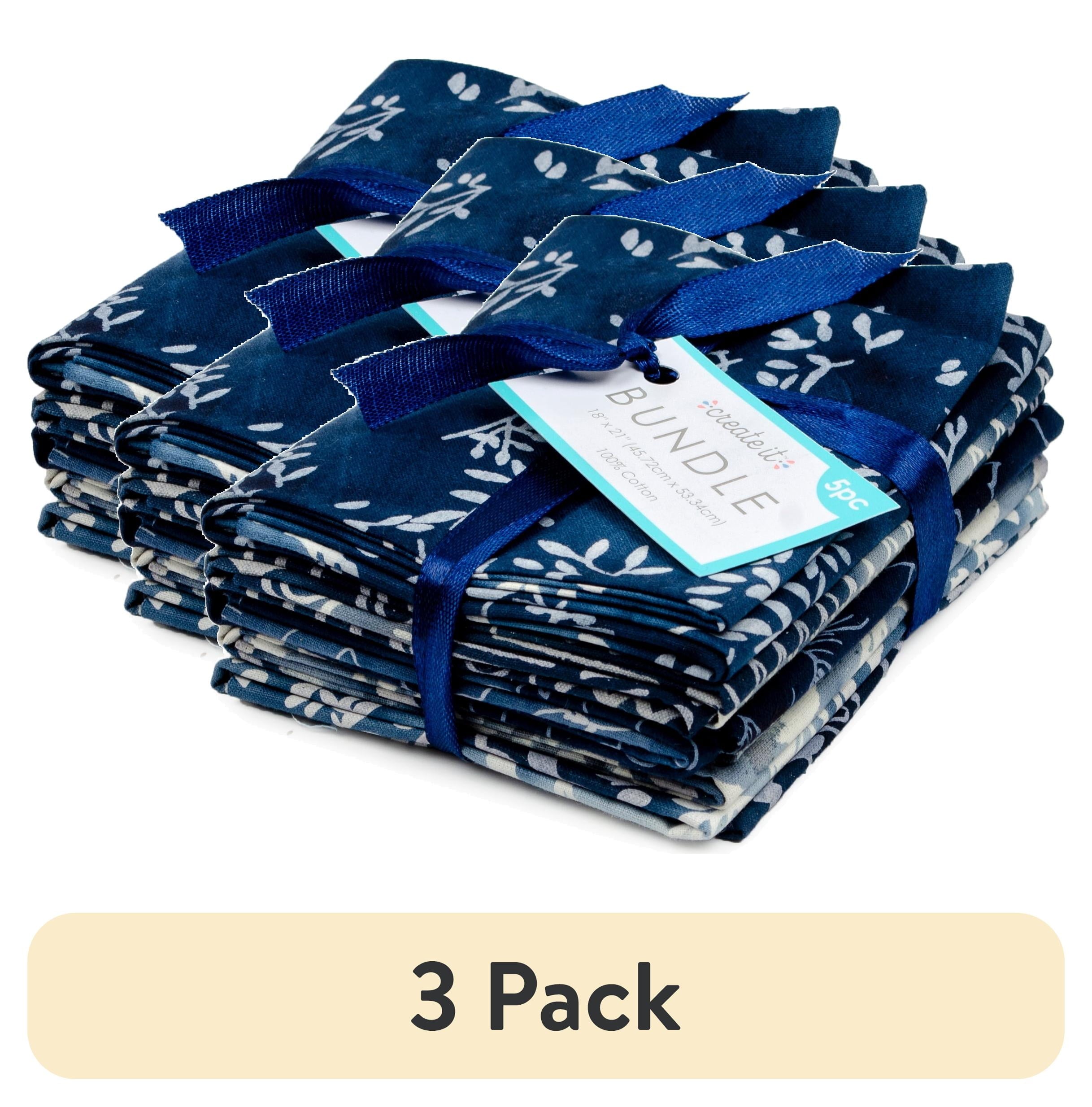 Create It 18"x21" Cotton Batik Precut Sewing & Craft Fabric Bundle, Blue 5 Piece