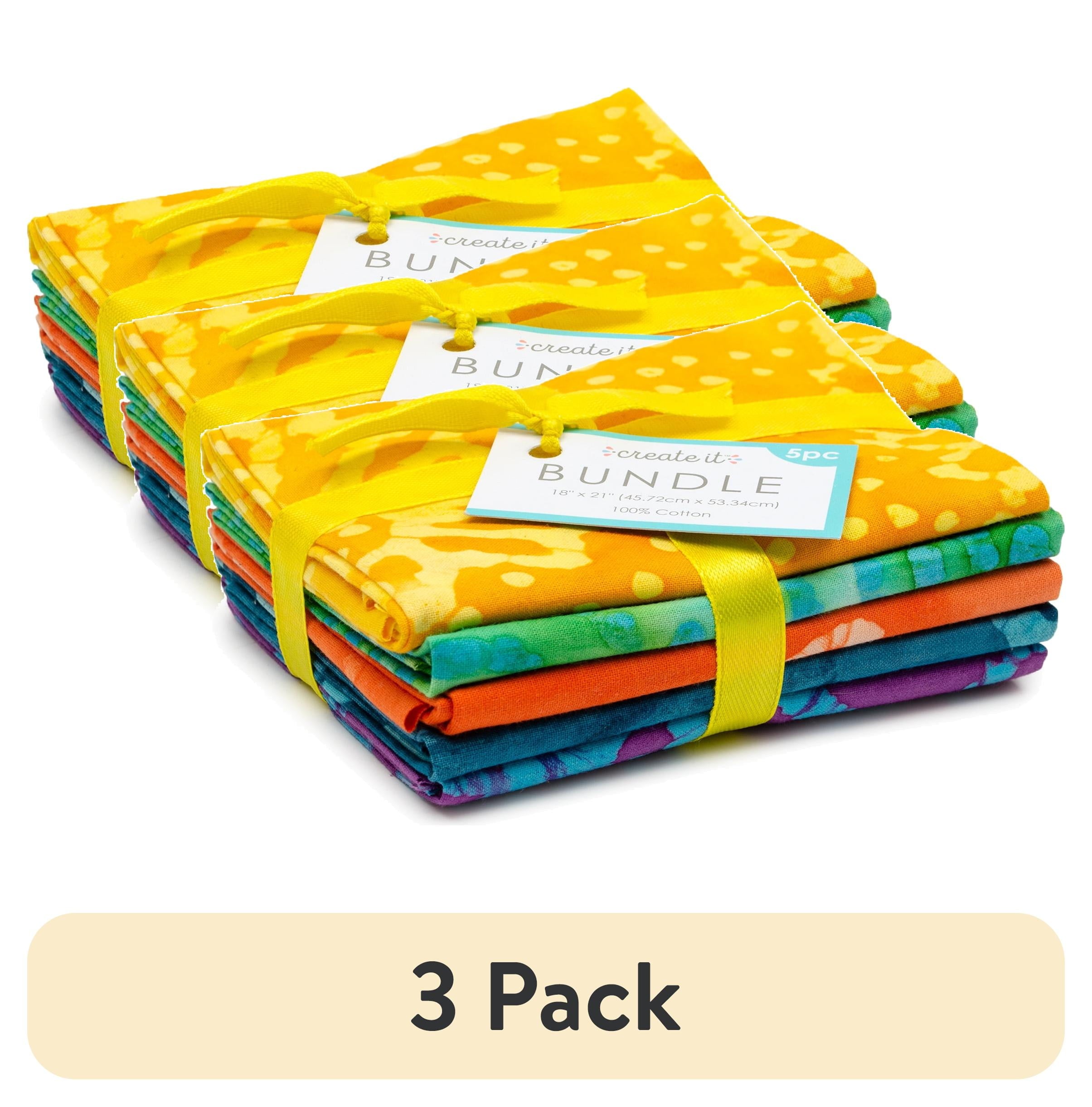 Create It 18"x21" Cotton Batik Precut Sewing & Craft Fabric Bundle, Multicolor 5 Piece