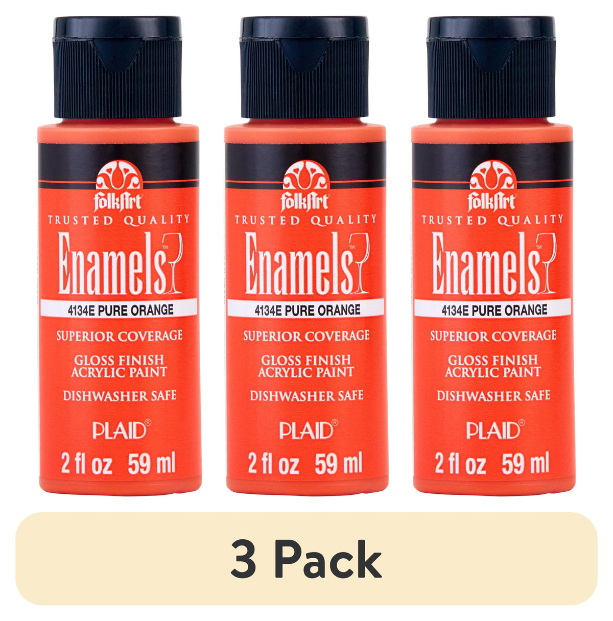FolkArt Enamel Acrylic Craft Paint, Gloss Finish, Pure Orange, 2 fl oz