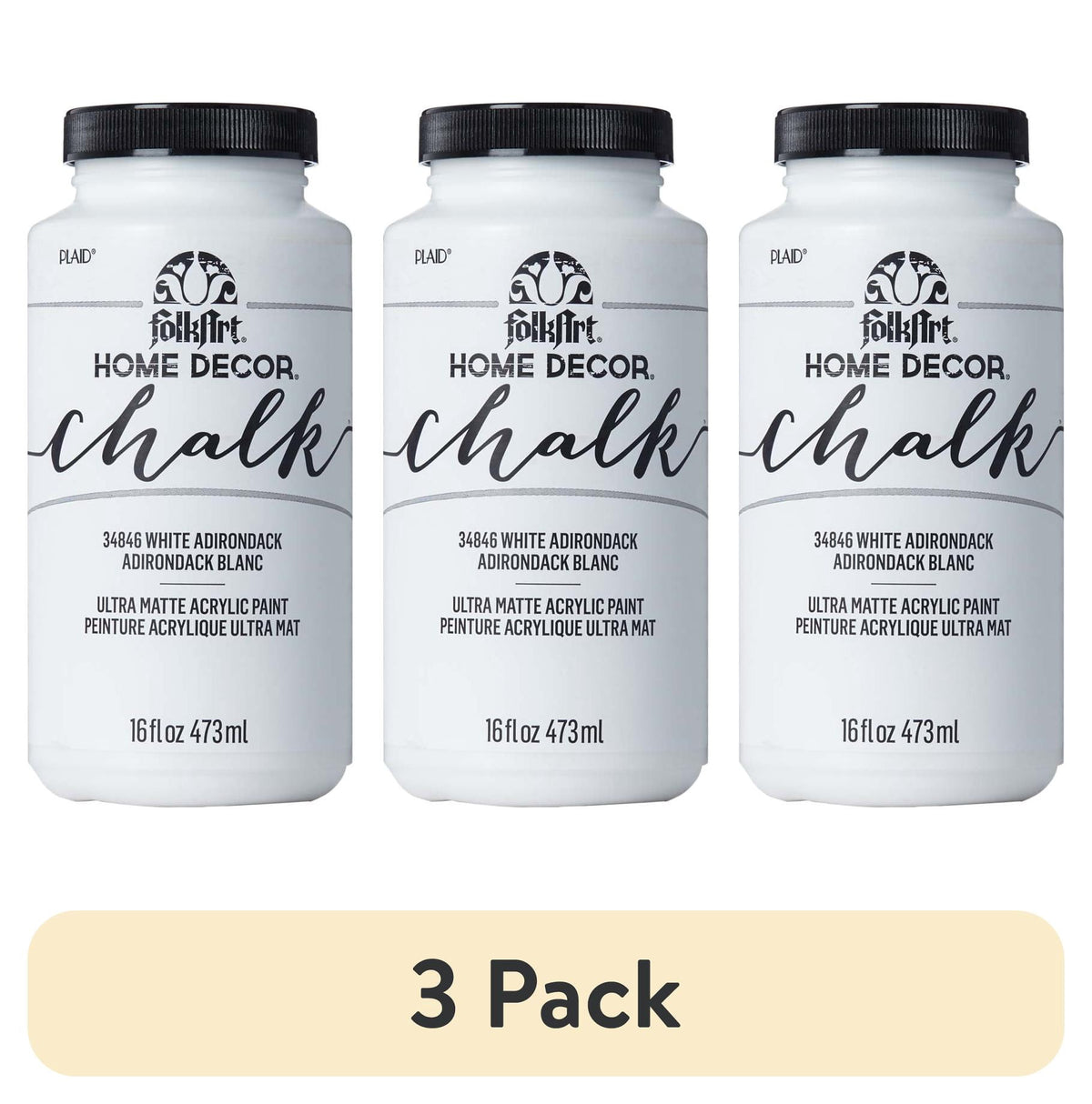 FolkArt Home Décor Chalk Acrylic Craft Paint, Rich Black, Ultra Matte Finish, 16 fl oz