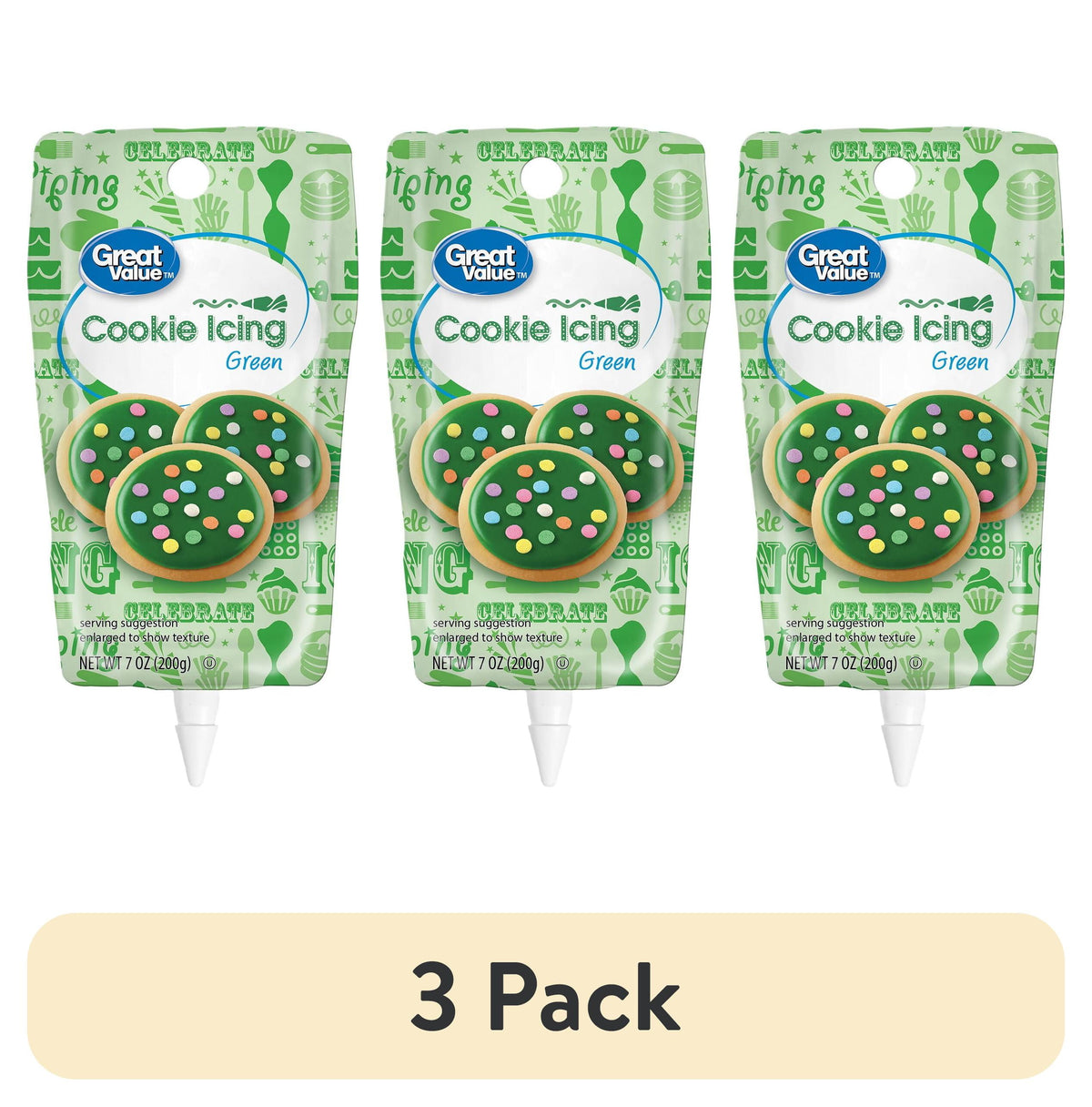 Great Value Cookie Icing, Green, 7 oz