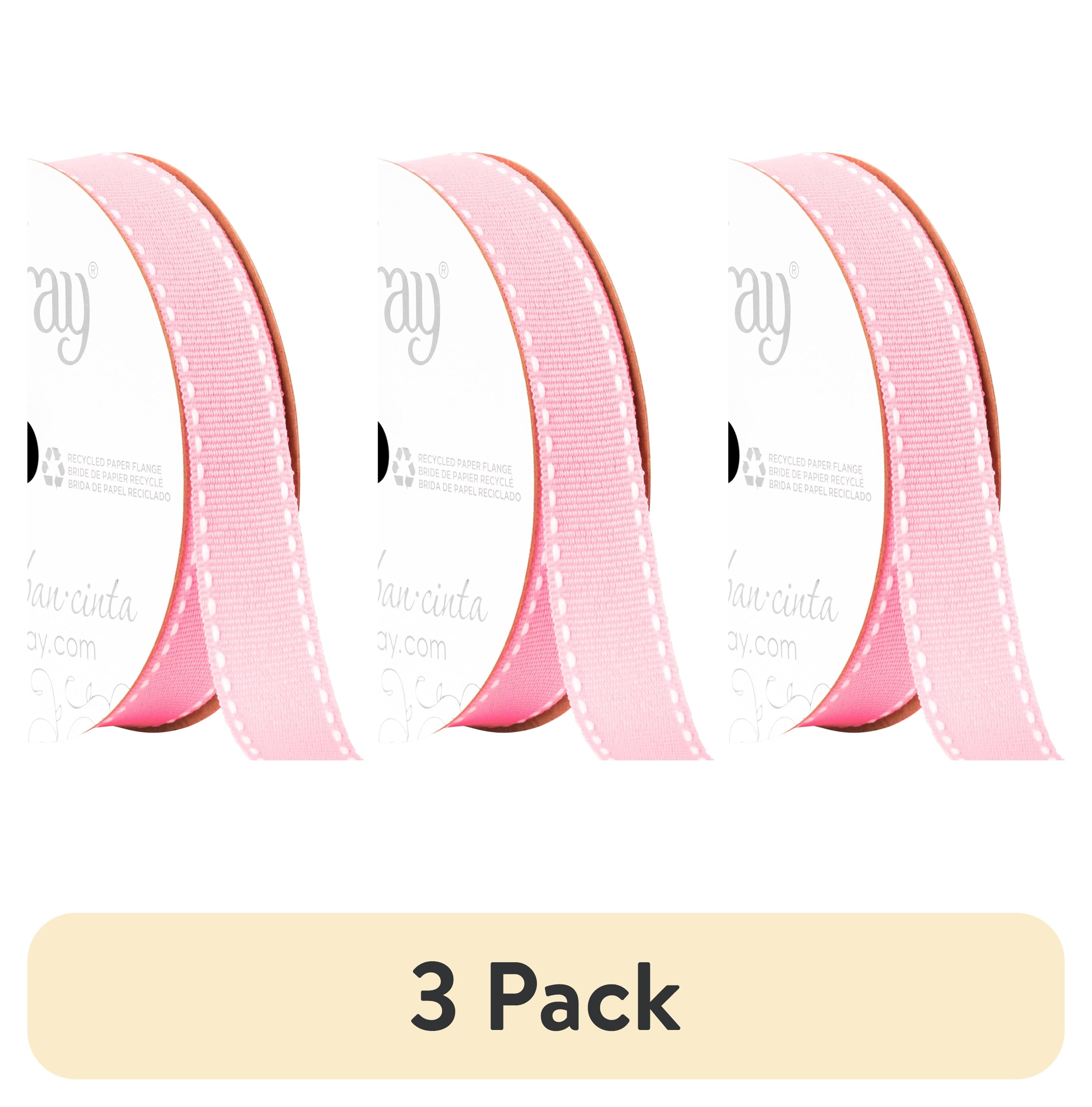 (3 pack) Offray Ribbon, Black and White 5/8 inch Grosgrain Polyester Ribbon, 9 feet