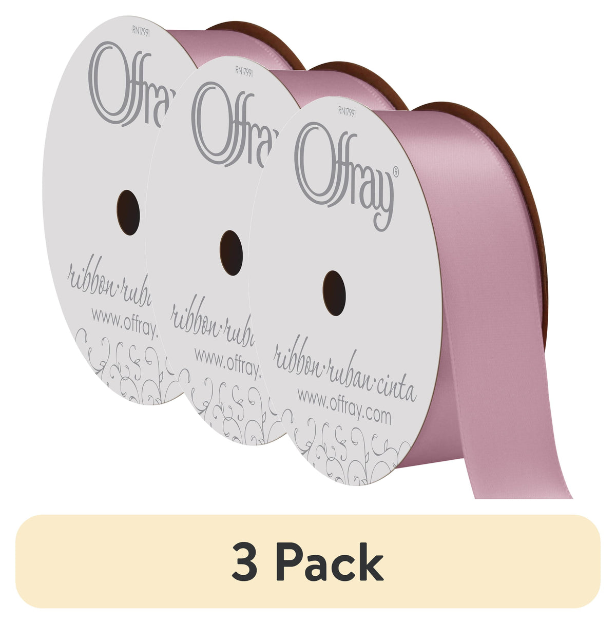 (2 pack) Offray Ribbon, Red 1 1/2 inch Double Face Satin Polyester Ribbon, 12 feet