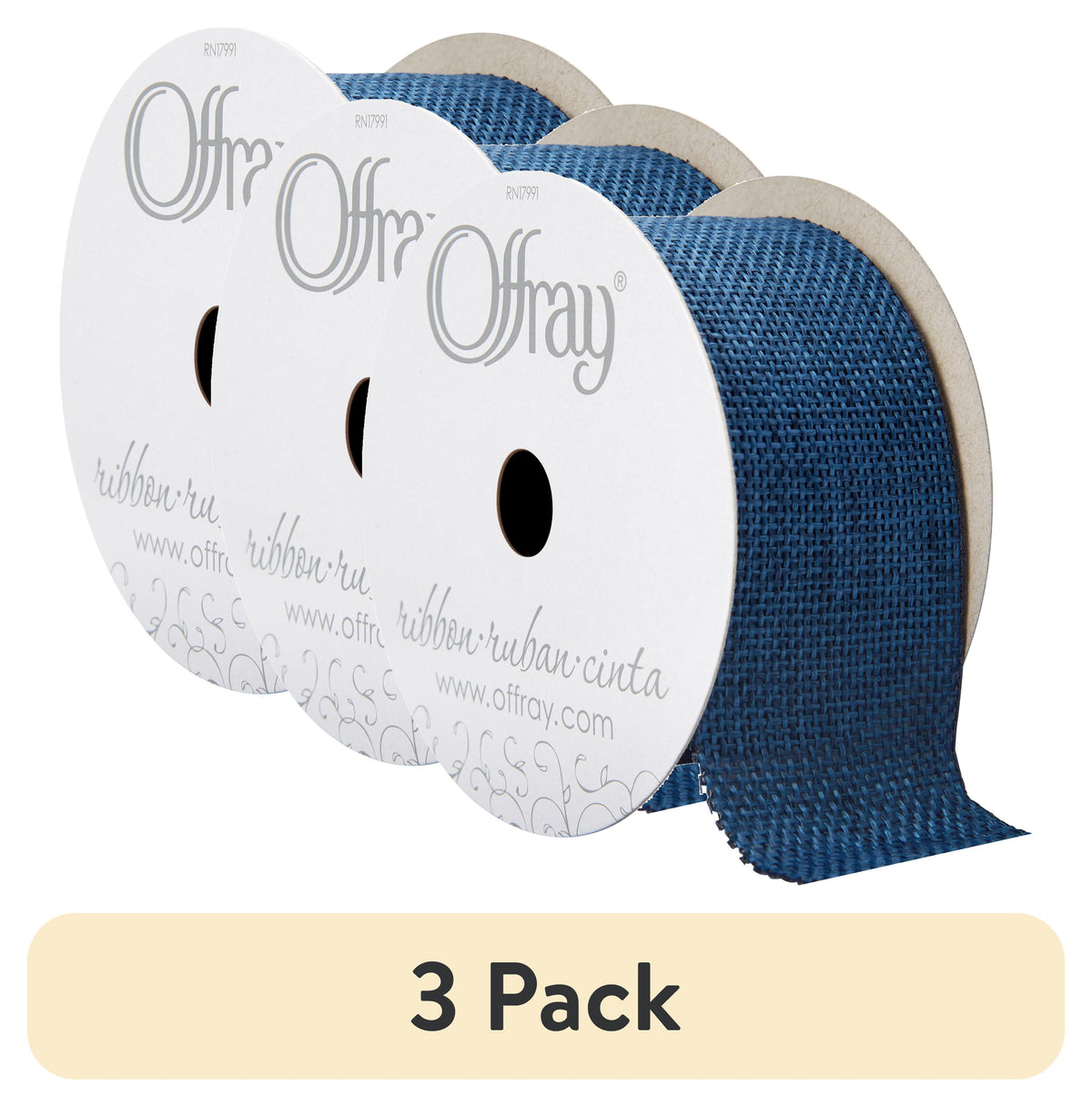 Offray Ribbon, Torrid Orange 1 1/2 inch Woven Burlap Woven Ribbon, 9 feet