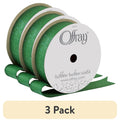(3 pack) Offray Ribbon, Emerald Green 7/8 inch Grosgrain Glitter Polyester Ribbon for Sewing, Crafts, and Gifting, 9 feet, 1 Each