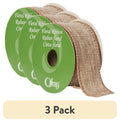 (3 pack) Offray Ribbon, Natural 1 1/2 inch Wired Linen-Look Ribbon, 12 feet