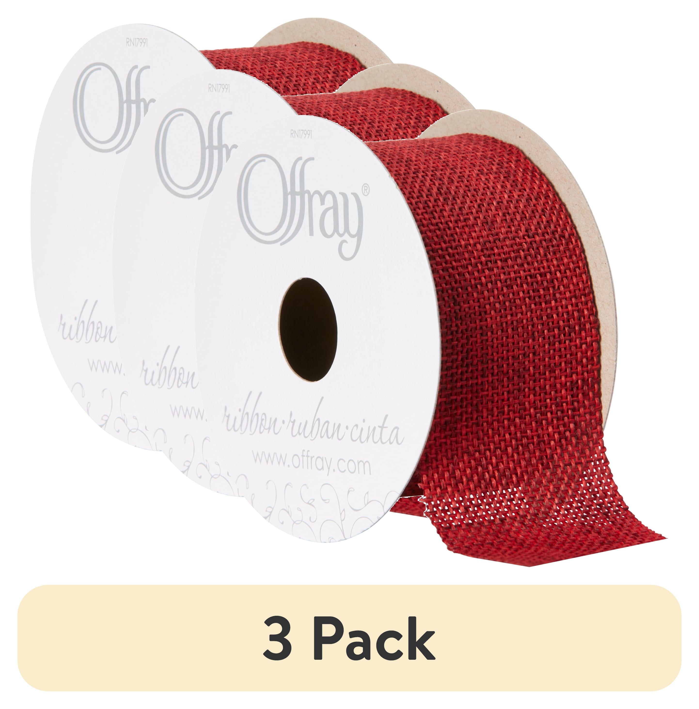 Offray Ribbon, Torrid Orange 1 1/2 inch Woven Burlap Woven Ribbon, 9 feet
