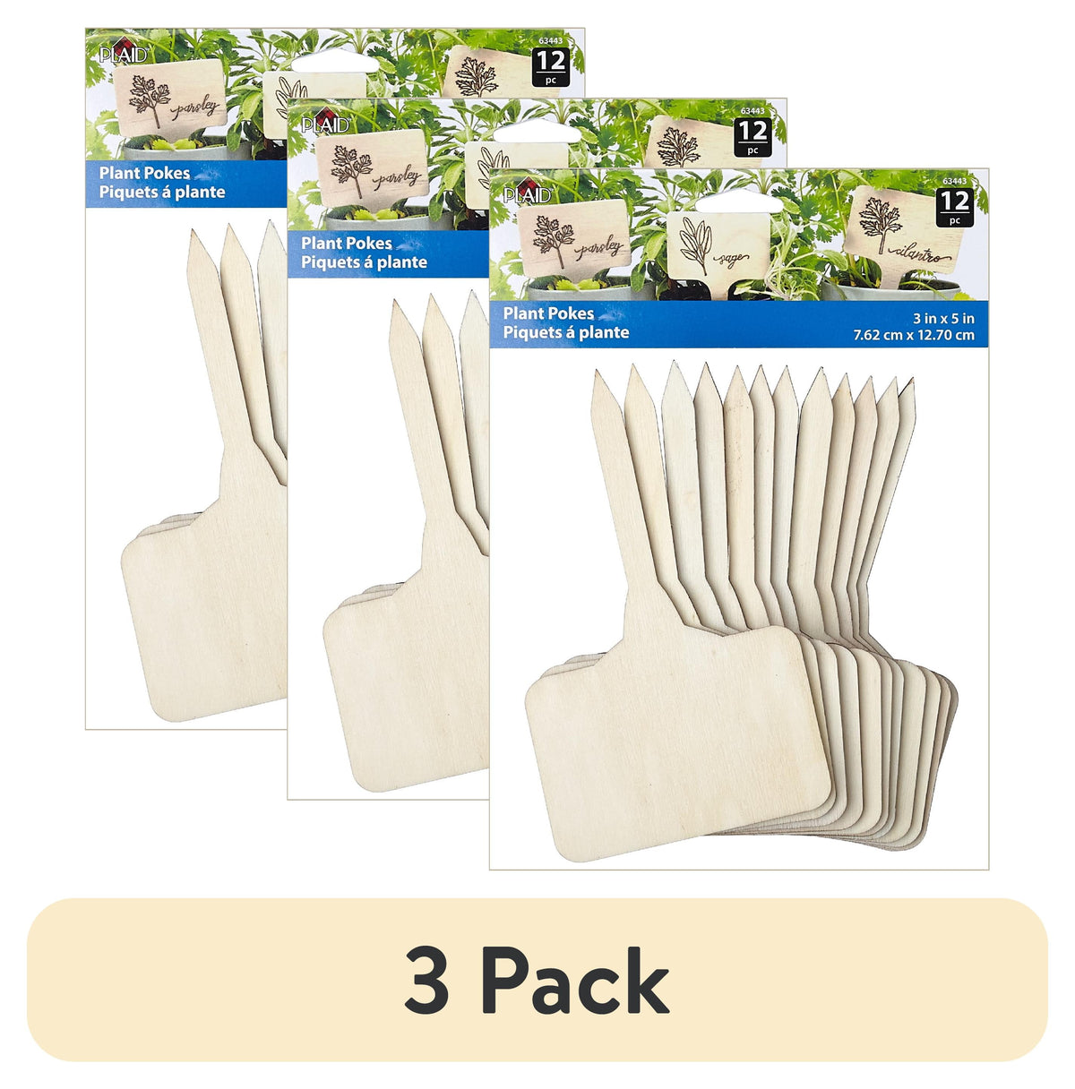 Plaid Decorative Wood Surfaces Plant Pokes, 12 Pieces - Customizable Garden Stakes