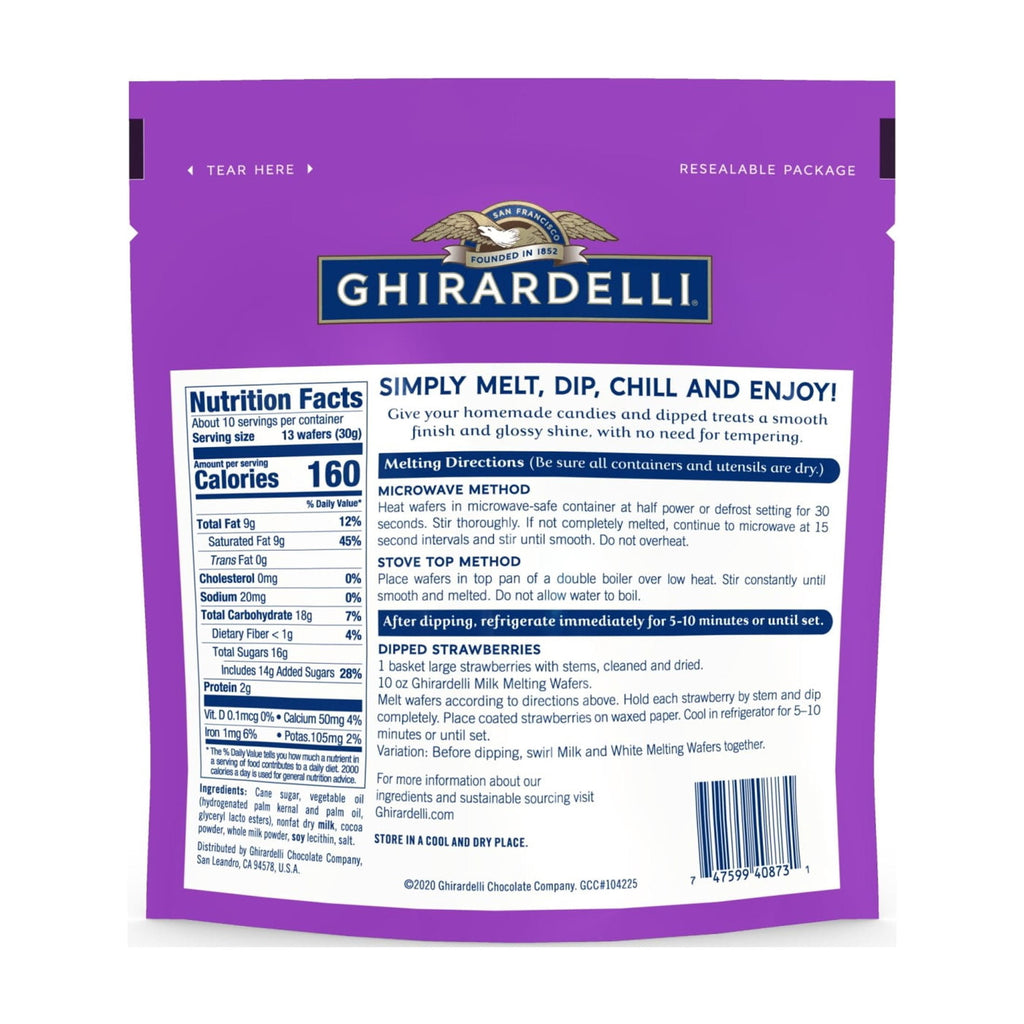 GHIRARDELLI Milk Chocolate Flavored Melting Wafers, 10 oz Bag