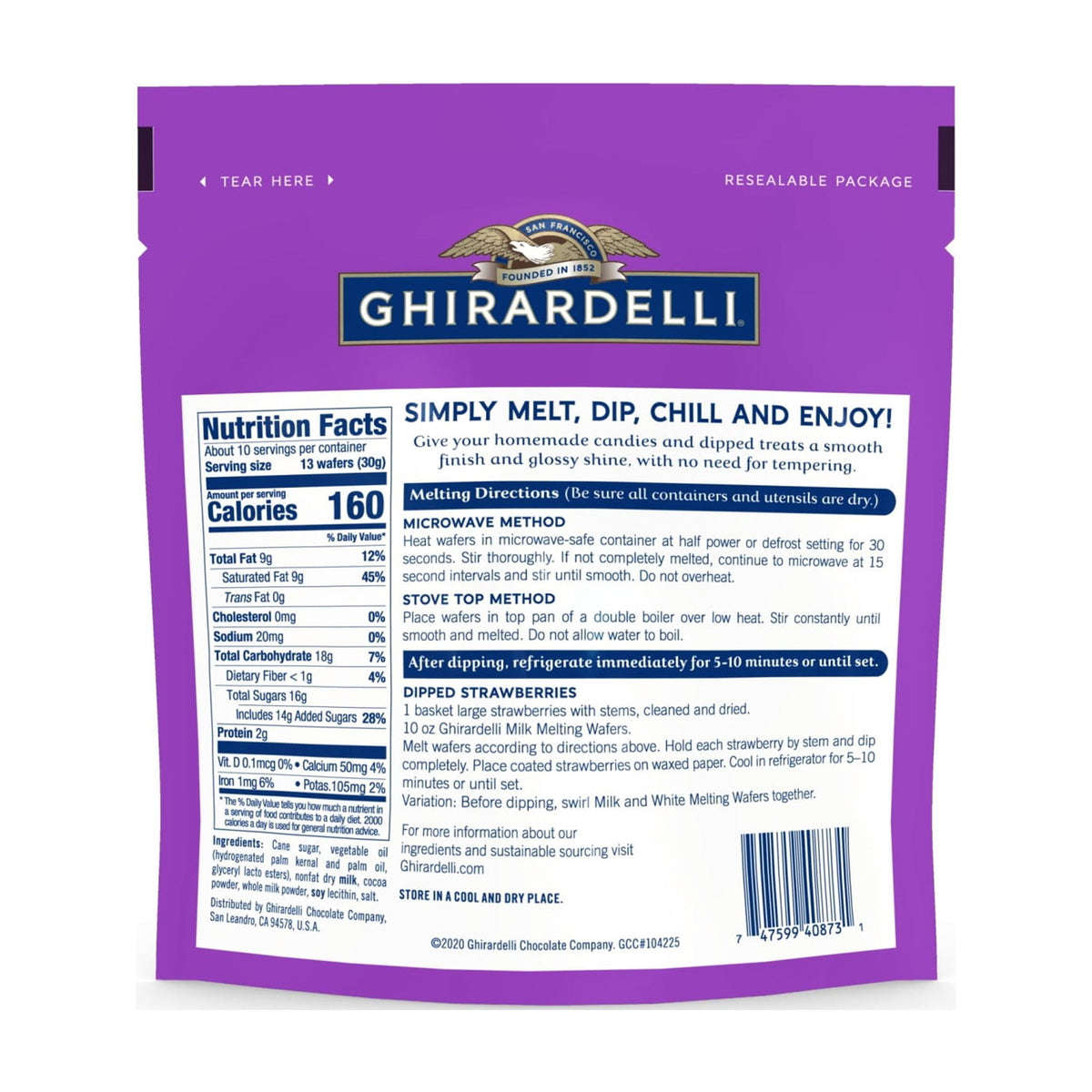 GHIRARDELLI Milk Chocolate Flavored Melting Wafers, 10 oz Bag
