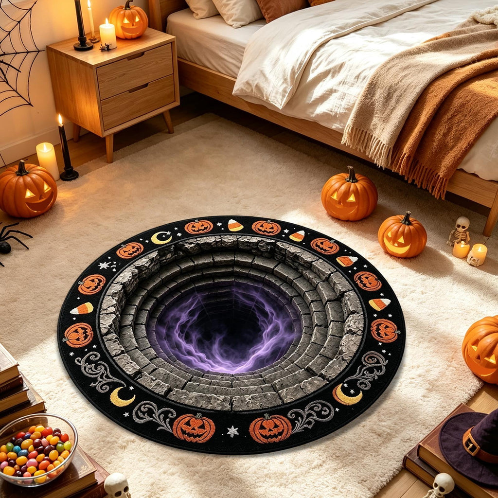 Halloween Wreath Shaped Rugs, Soft Indoor Mat for Entryway, Kitchen, Halloween Party, Pumpkin Witch Spooky Home Decor, 23.62x15.75 Inches