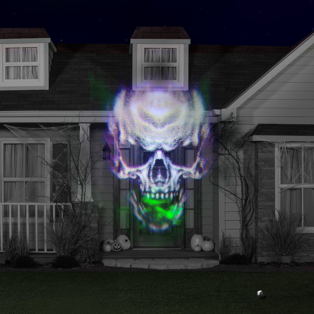 Halloween Lightshow Illuminations Plus Split Jaw Flaming Sinister Skull Projector Light Holiday Lighting by Way to Celebrate