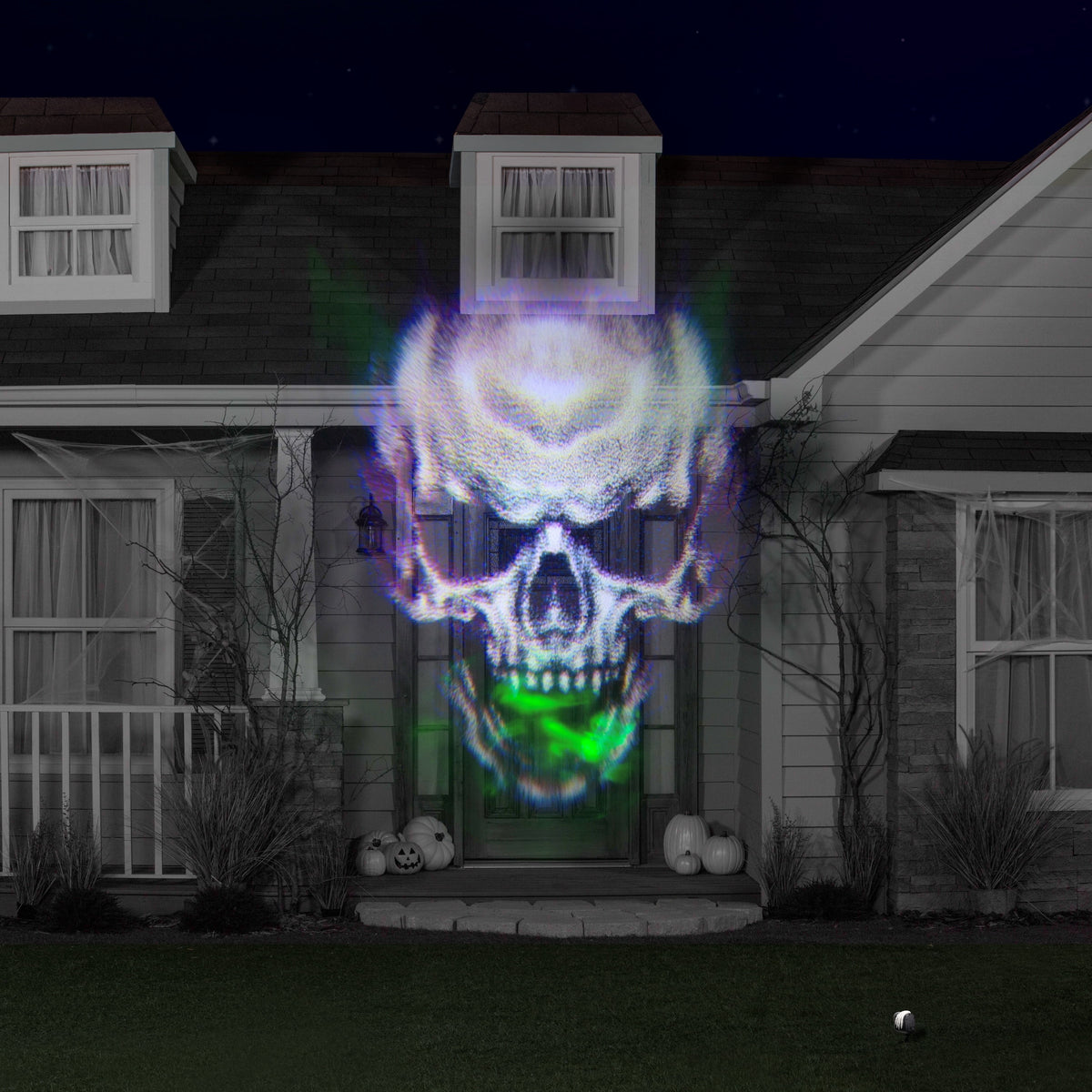 Halloween Lightshow Illuminations Plus Split Jaw Flaming Sinister Skull Projector Light Holiday Lighting by Way to Celebrate
