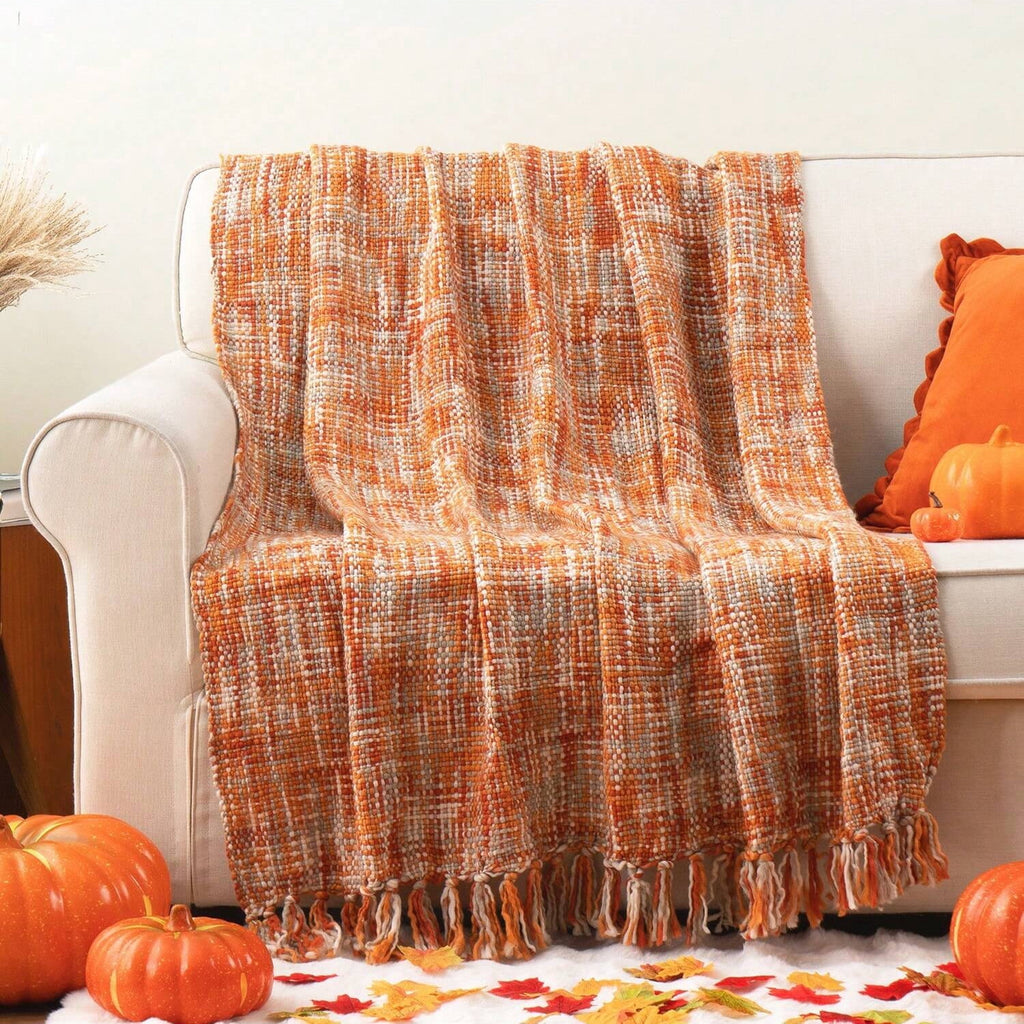 Orange Throw Blanket for Couch,Decorative Fall Blanket,Halloween Throws for Home Decor,50"x60"