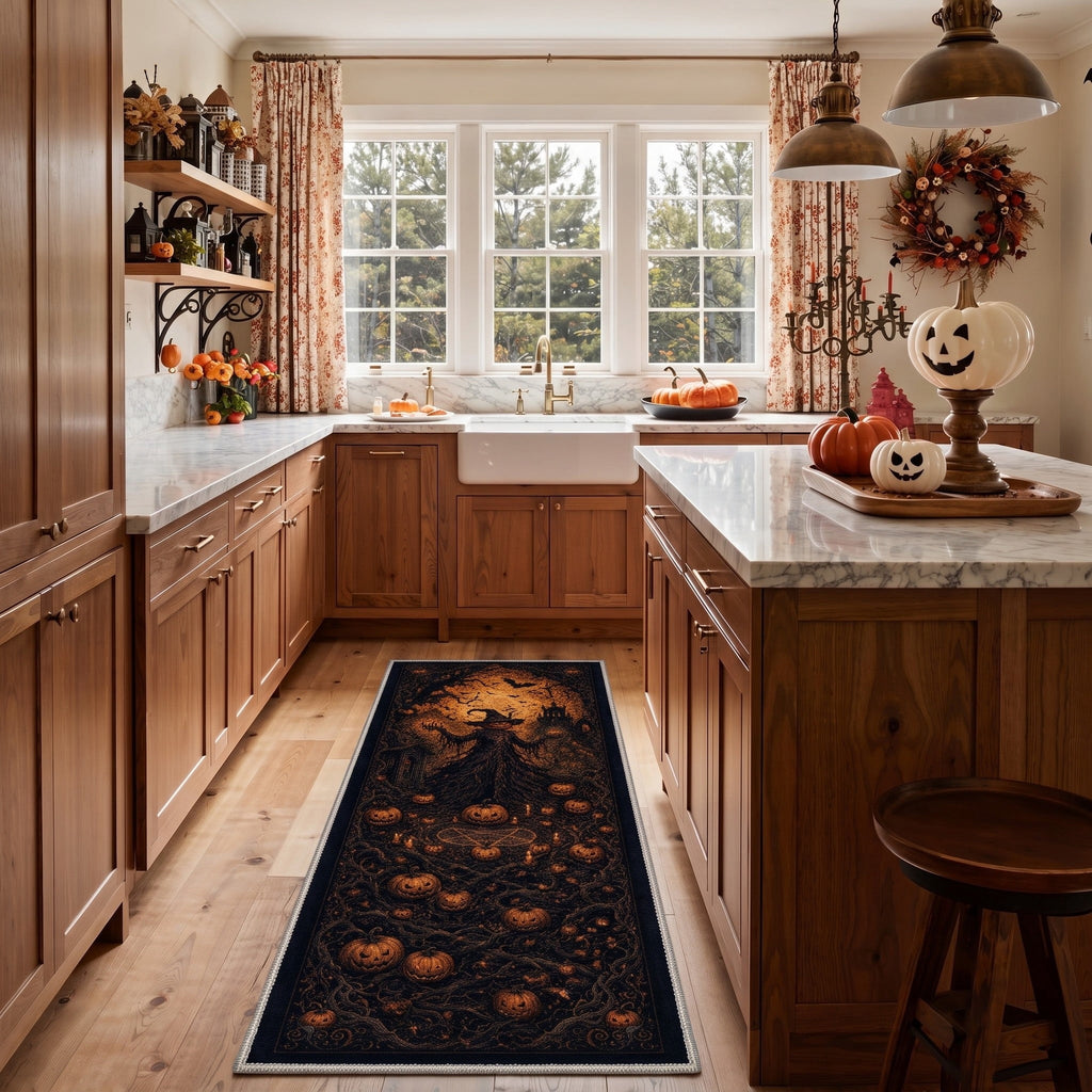 GENIMO 2'x3' Halloween Doormat, Washable Non Slip Soft Farmhouse Pumpkin Outdoor Door Mat for Front Door Covered Porch Patio Entryway, Smoky Amber