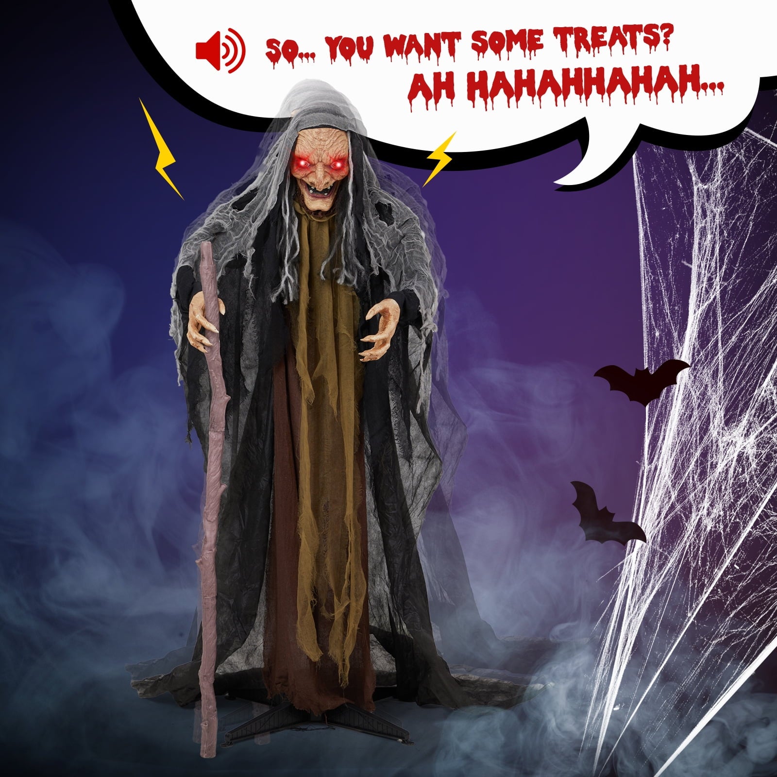 Yescom 9ft Flying Witch with Vulture & Owl Skeleton Halloween Outdoor Décor 2026