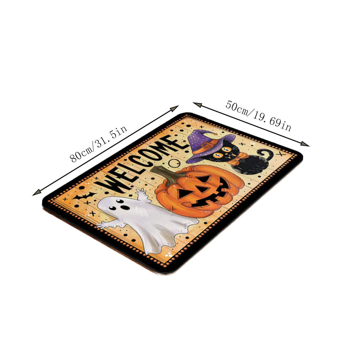 Halloween Doormat Ghost Bath Mat 23.6x15.7in Secure-Grip Absorbent Soft Faux Fur Rug for Bathroom Bedroom Living Room Decor by OVFUIZ