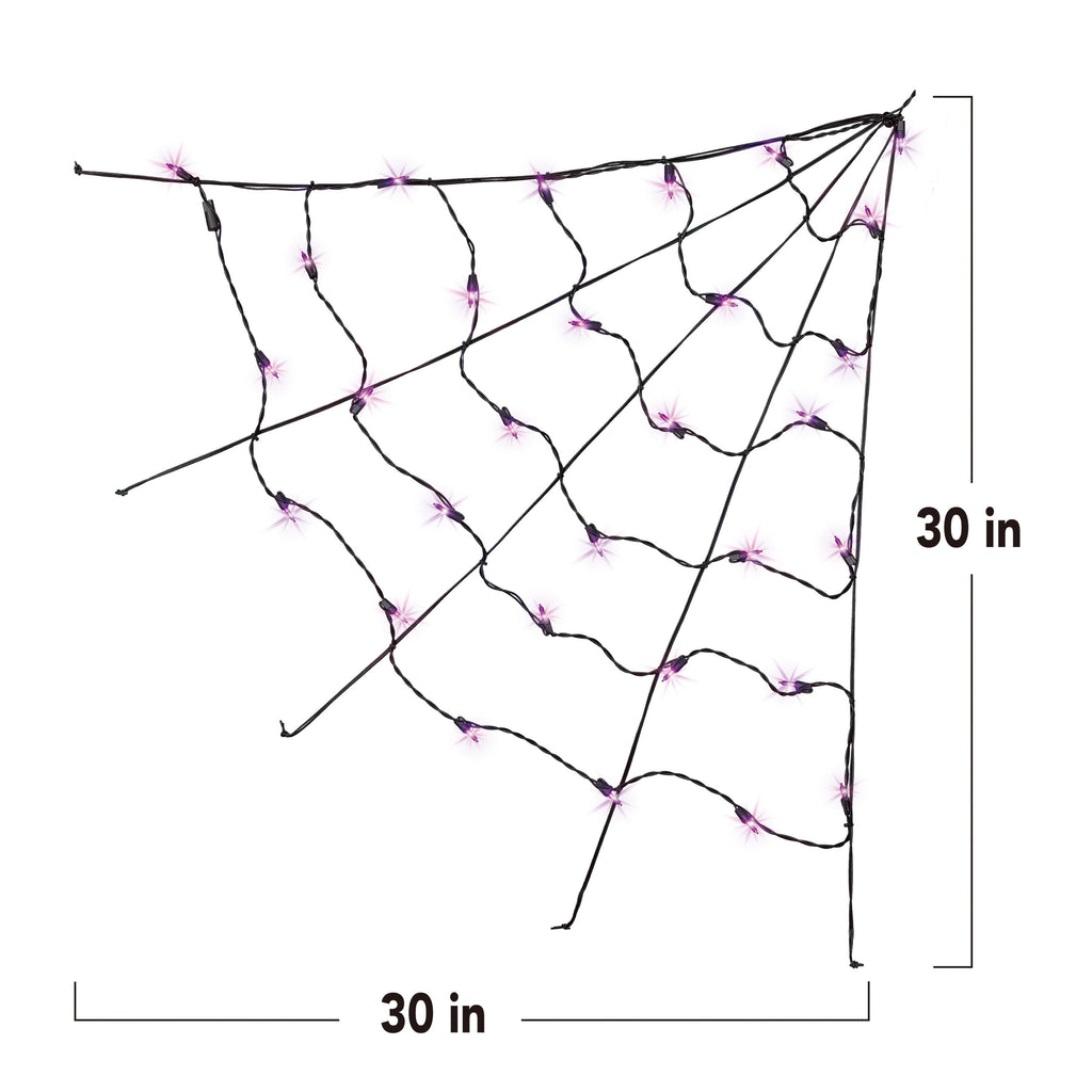 Indoor/Outdoor 30-Count LED Corner Web Lights, Multicolor, 30" x 30", Halloween by Way To Celebrate