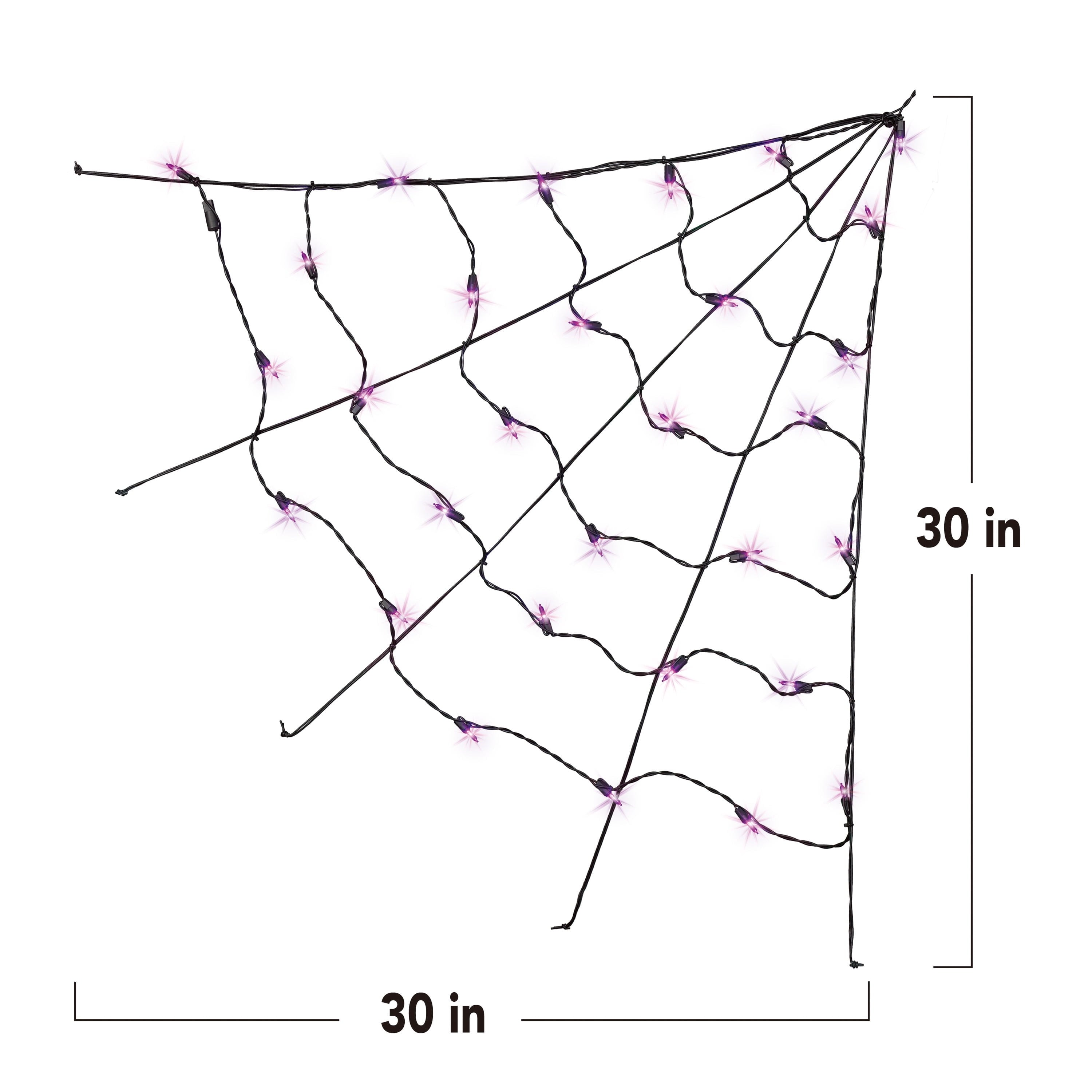 Indoor/Outdoor 30-Count LED Corner Web Lights, Multicolor, 30" x 30", Halloween by Way To Celebrate