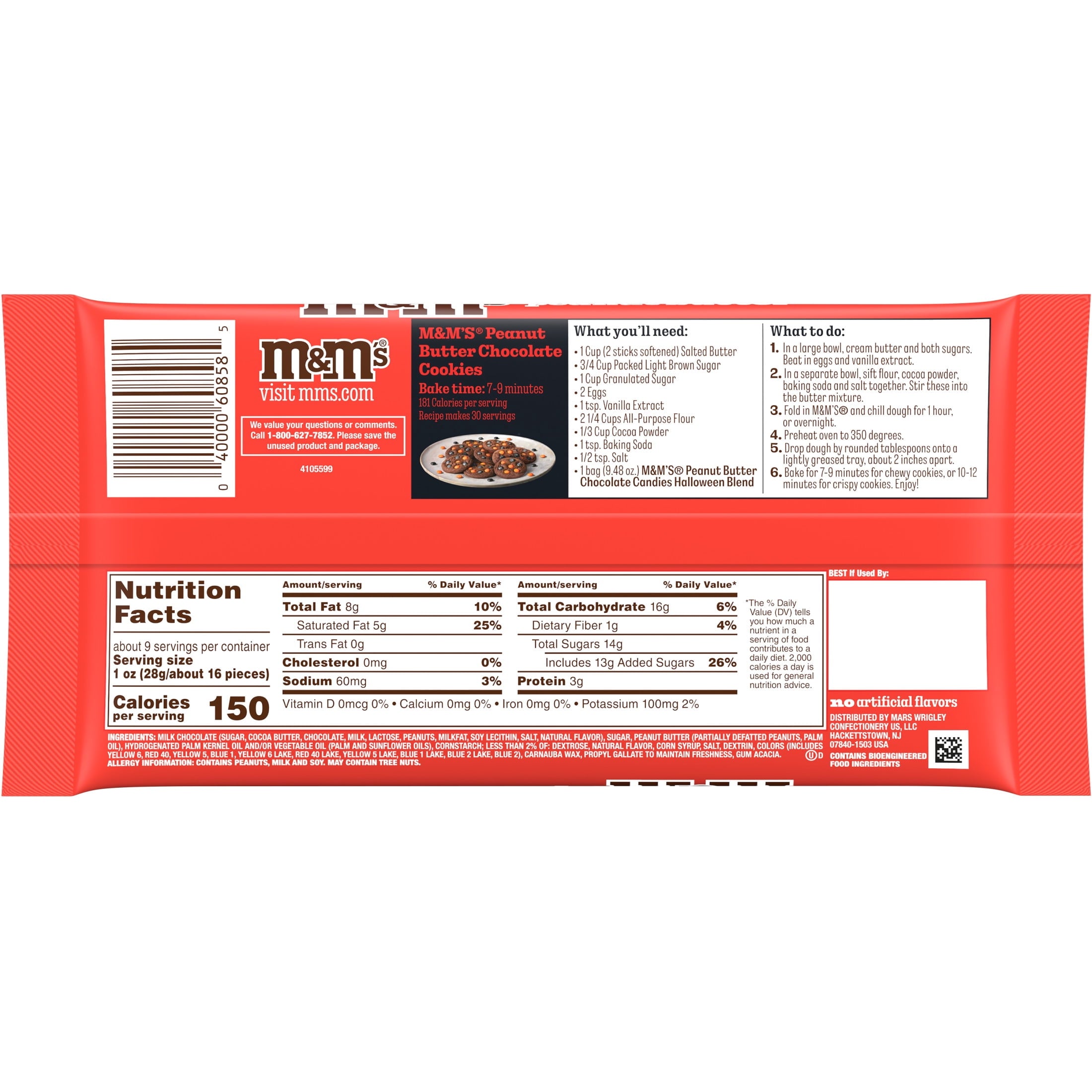 M&M's Peanut Butter Halloween Blend Milk Chocolate Halloween Candy Bag - 9.48 oz
