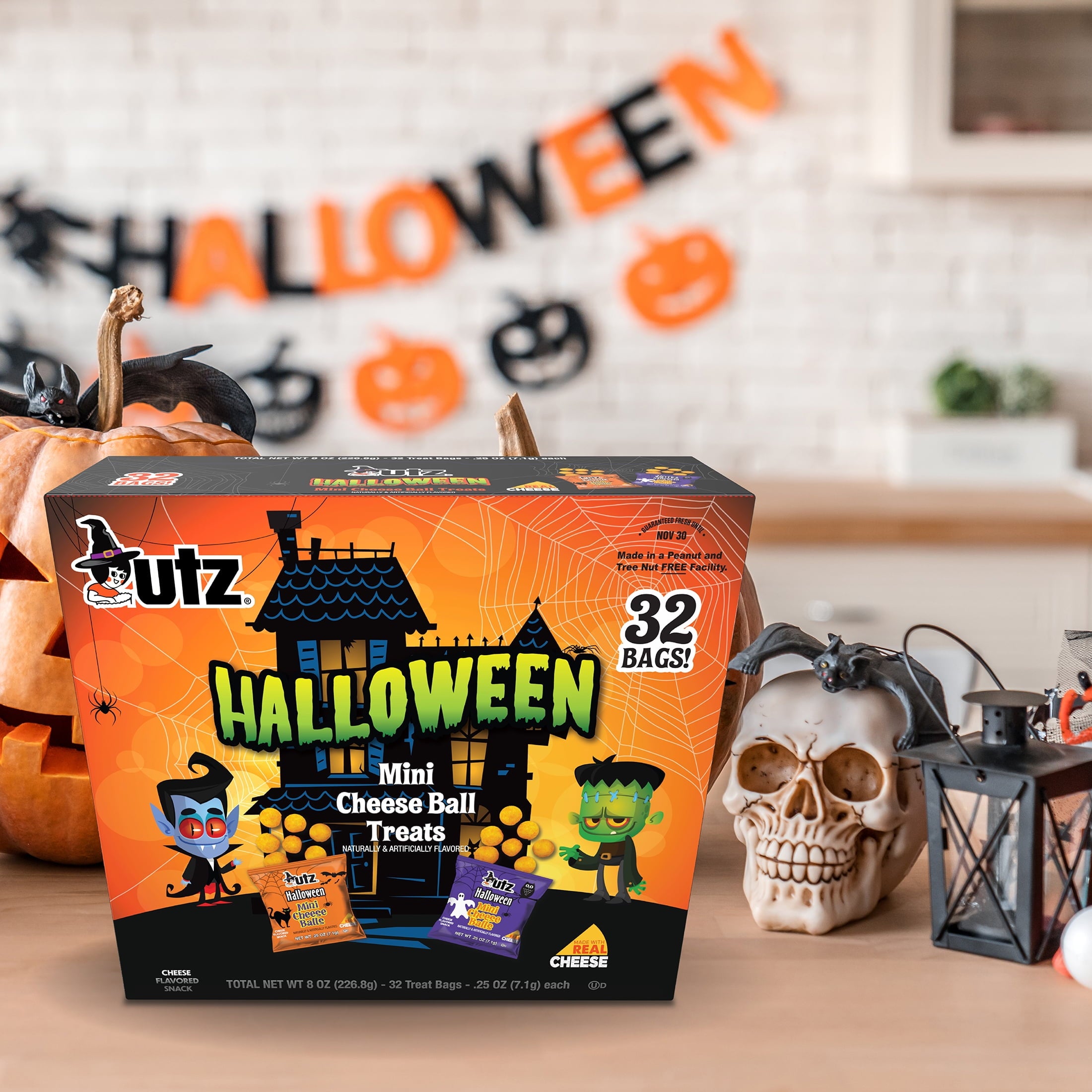 Utz Halloween Mini Cheeseball Treats, 0.25 oz, 32 Count