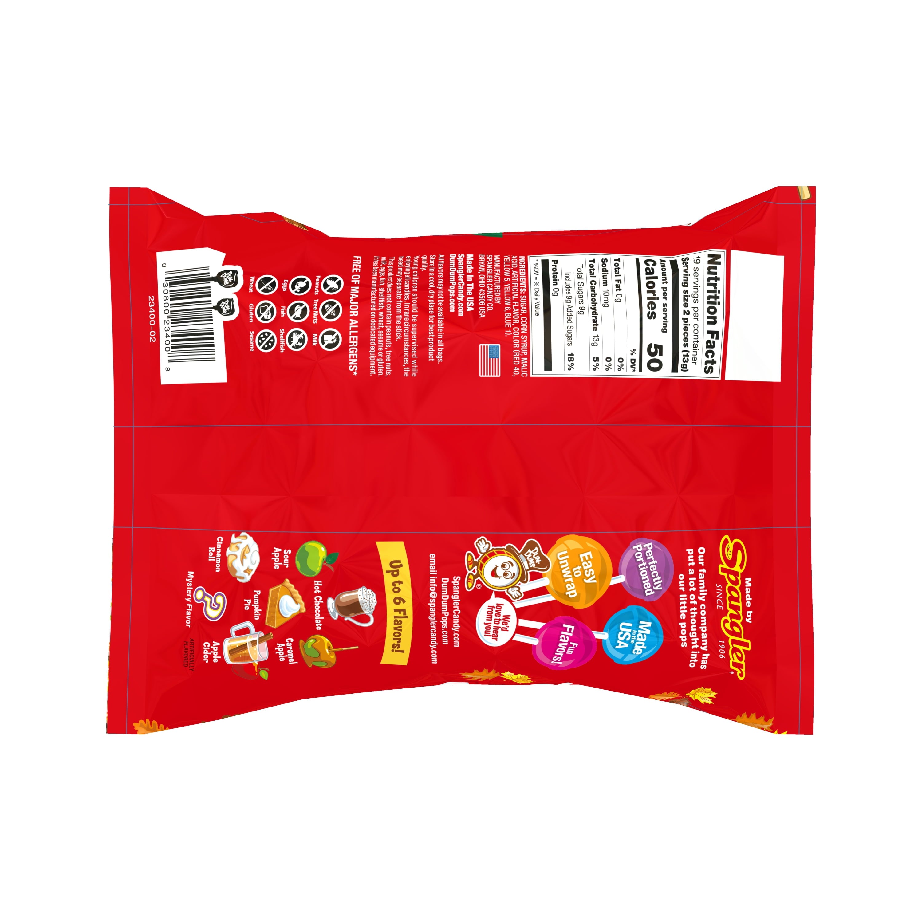 Dum Dums Fall Mix Halloween Assorted Candy, Allergen Free Lollipops & Suckers, Hard Party Candy, 9oz Bag