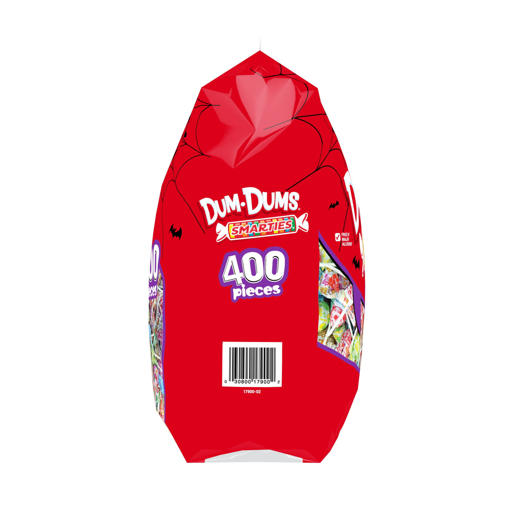 Dum Dums & Smarties Halloween Allergen-Free, Assorted Candy Mix Lollipops & Suckers, Hard Party Candy Bags, 400 Count