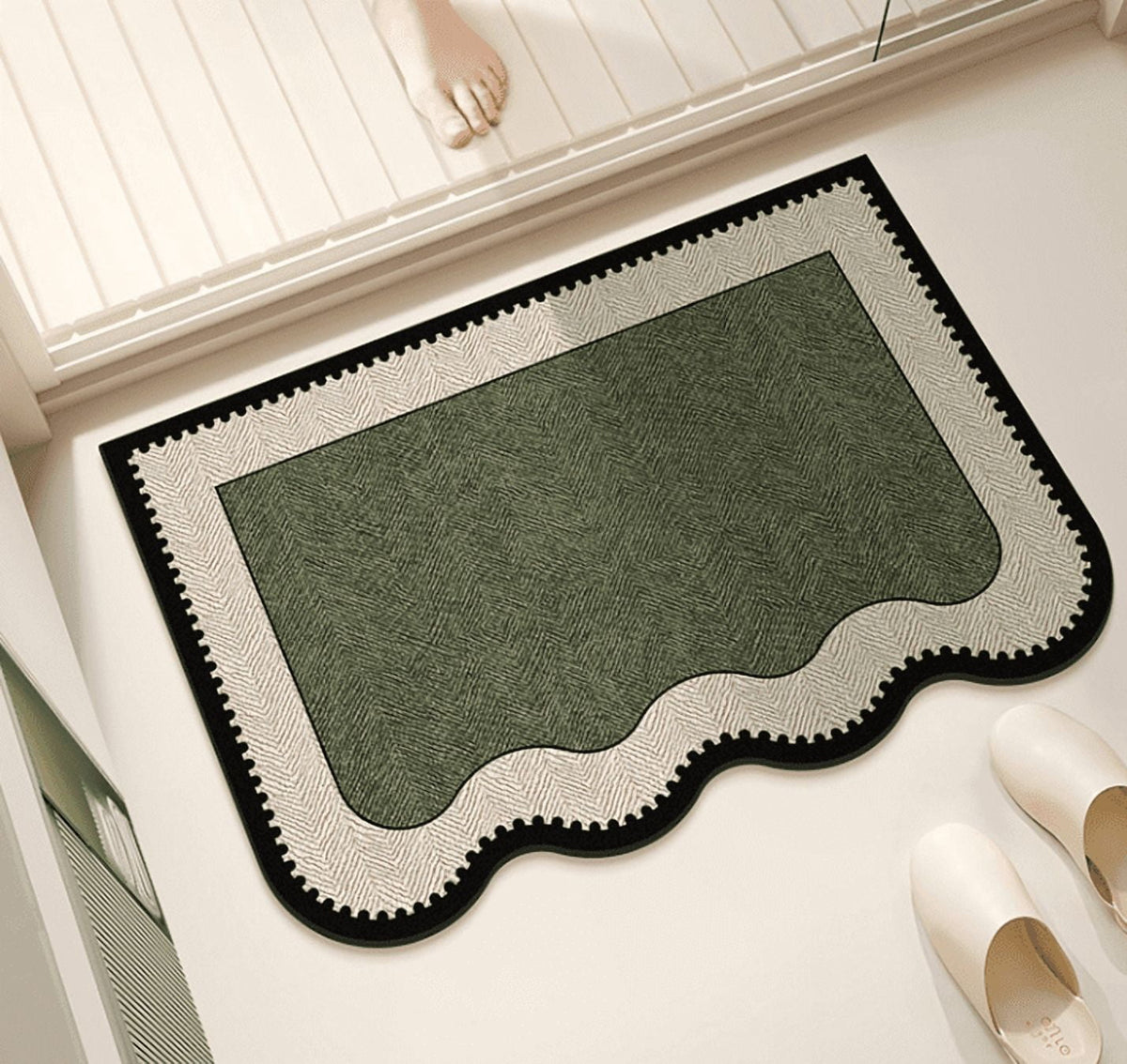 Front Door Mat Indoor Outdoor Entrance Rug, Semicircular Entrance Mat, Half Round Waterproo Non-Slip Durable Rubber Doormat for Garage, Patio, 29.5 inch