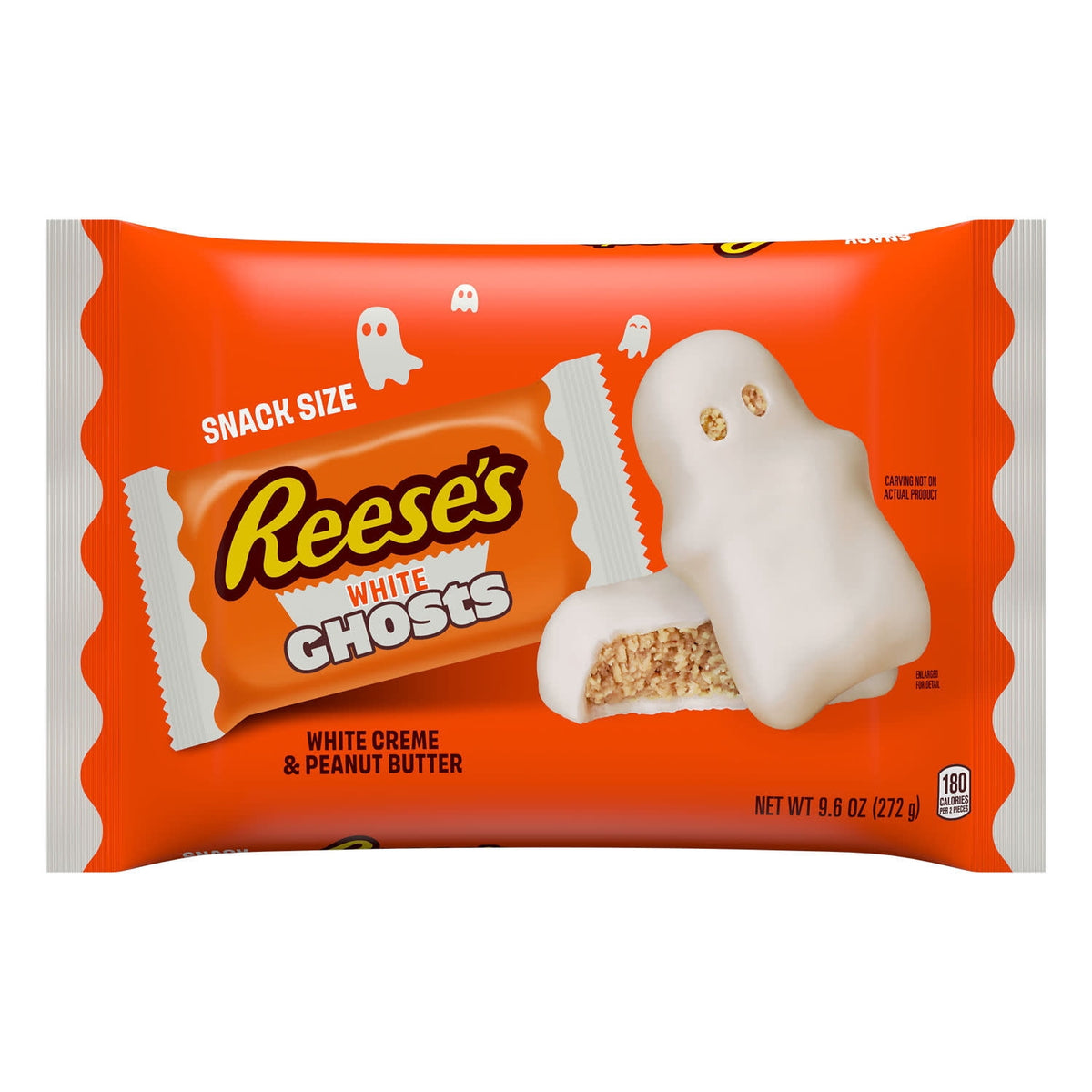(2 pack) Reese's White Creme Snack Size Peanut Butter Ghosts Halloween Candy, Bag 9.6 oz