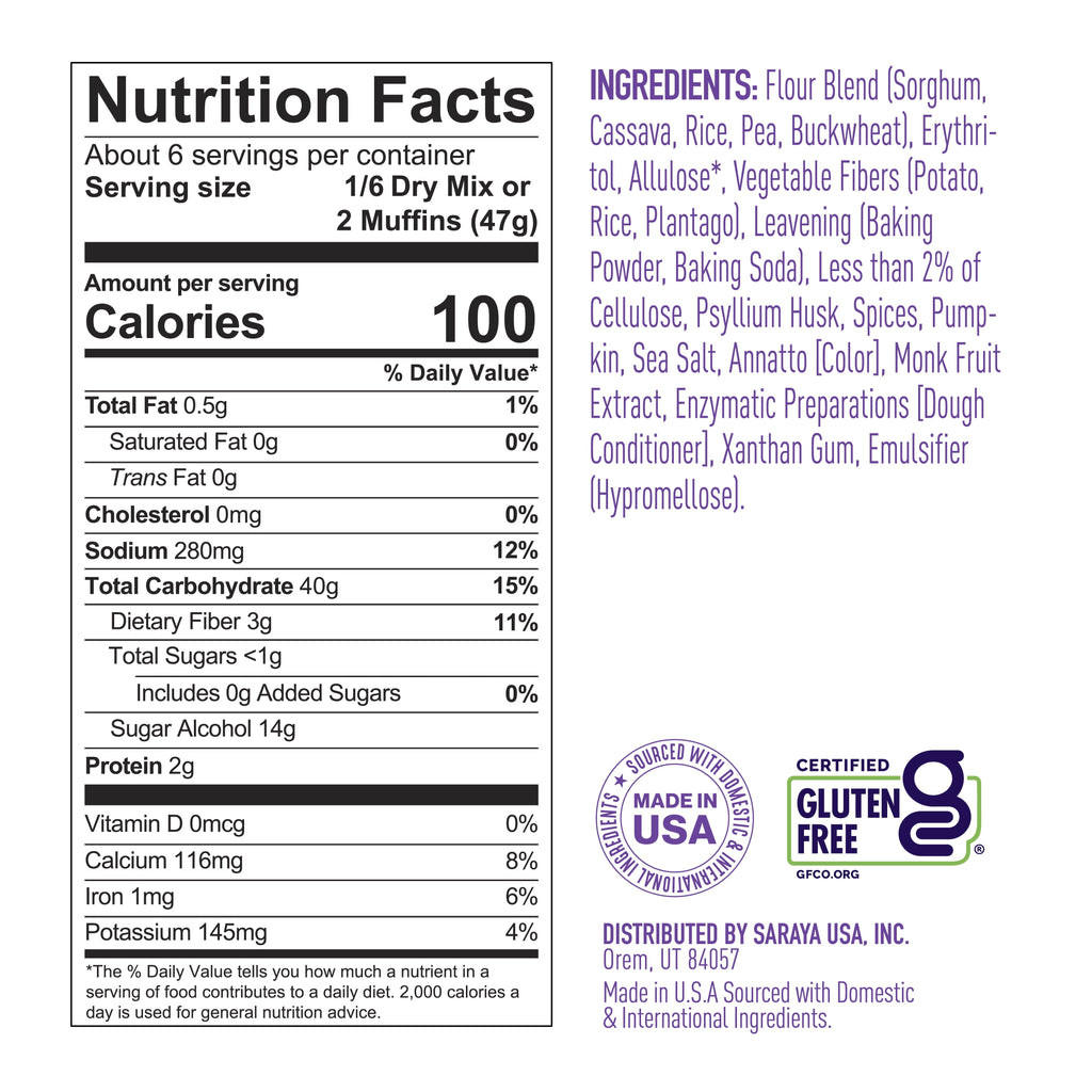 Lakanto Pumpkin Spice Muffin Mix - Sweetened with Monk Fruit and Allulose, Erythritol -8 Oz